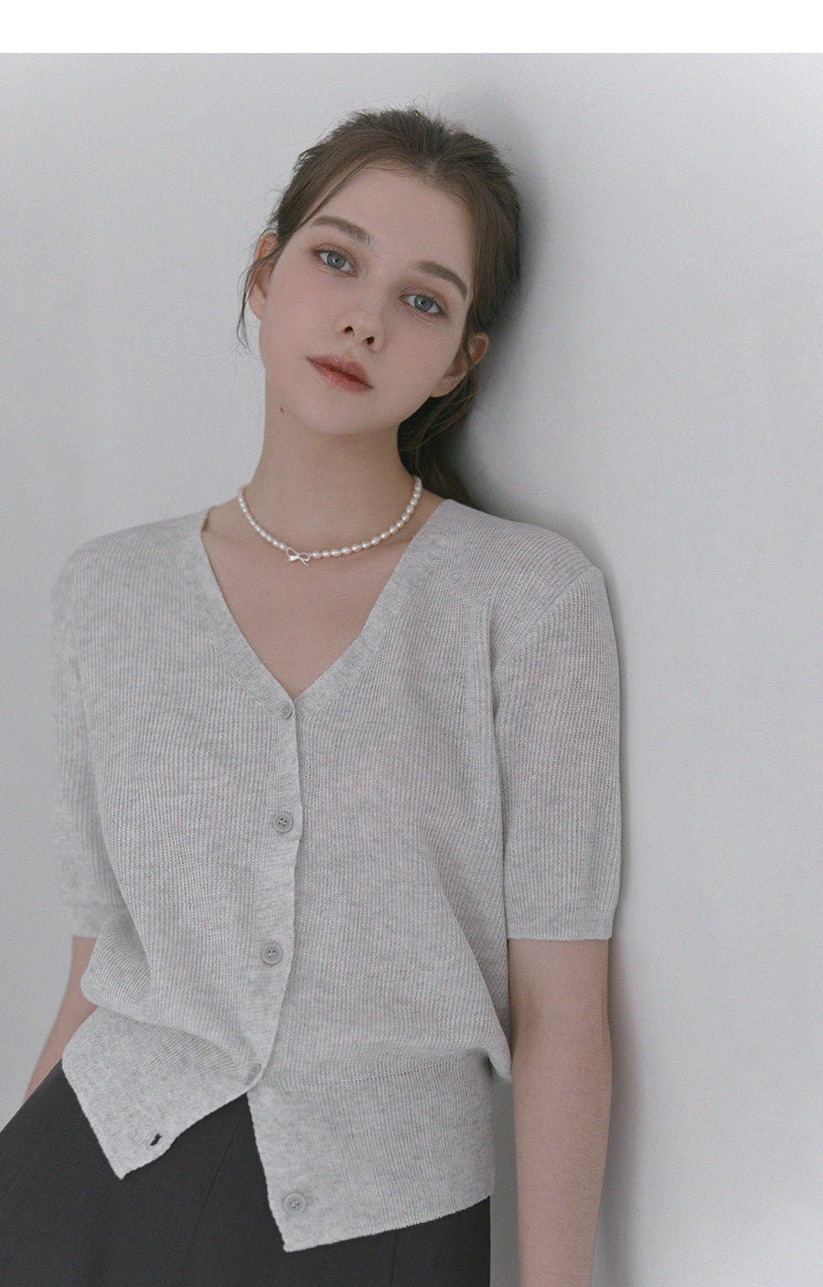 [TWEE] Cremo Linen V-Neck Short Sleeve Cardigan