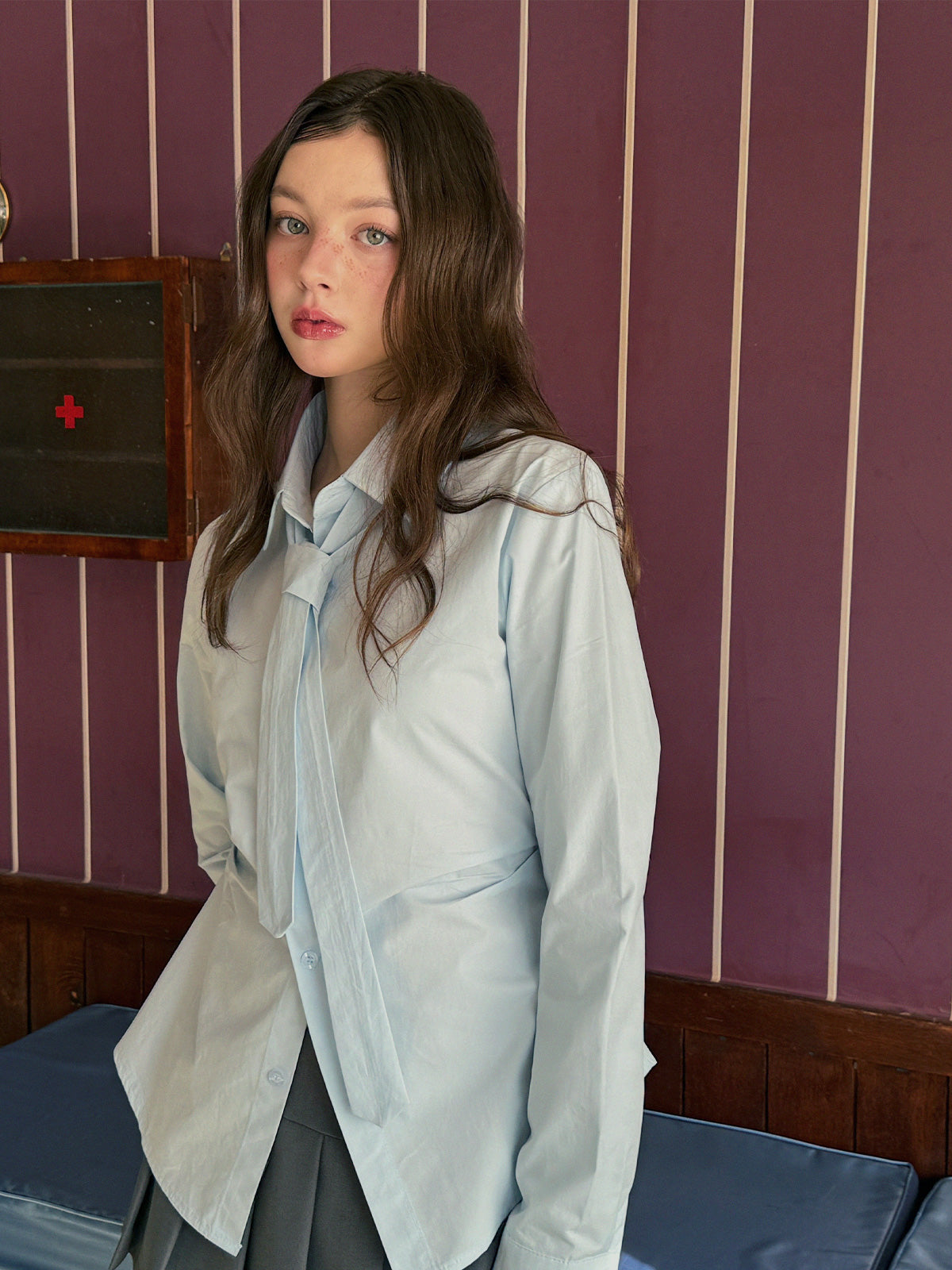 [TWEE] Rolo Slim Pintuck Long Sleeve Shirt (Strap Set)