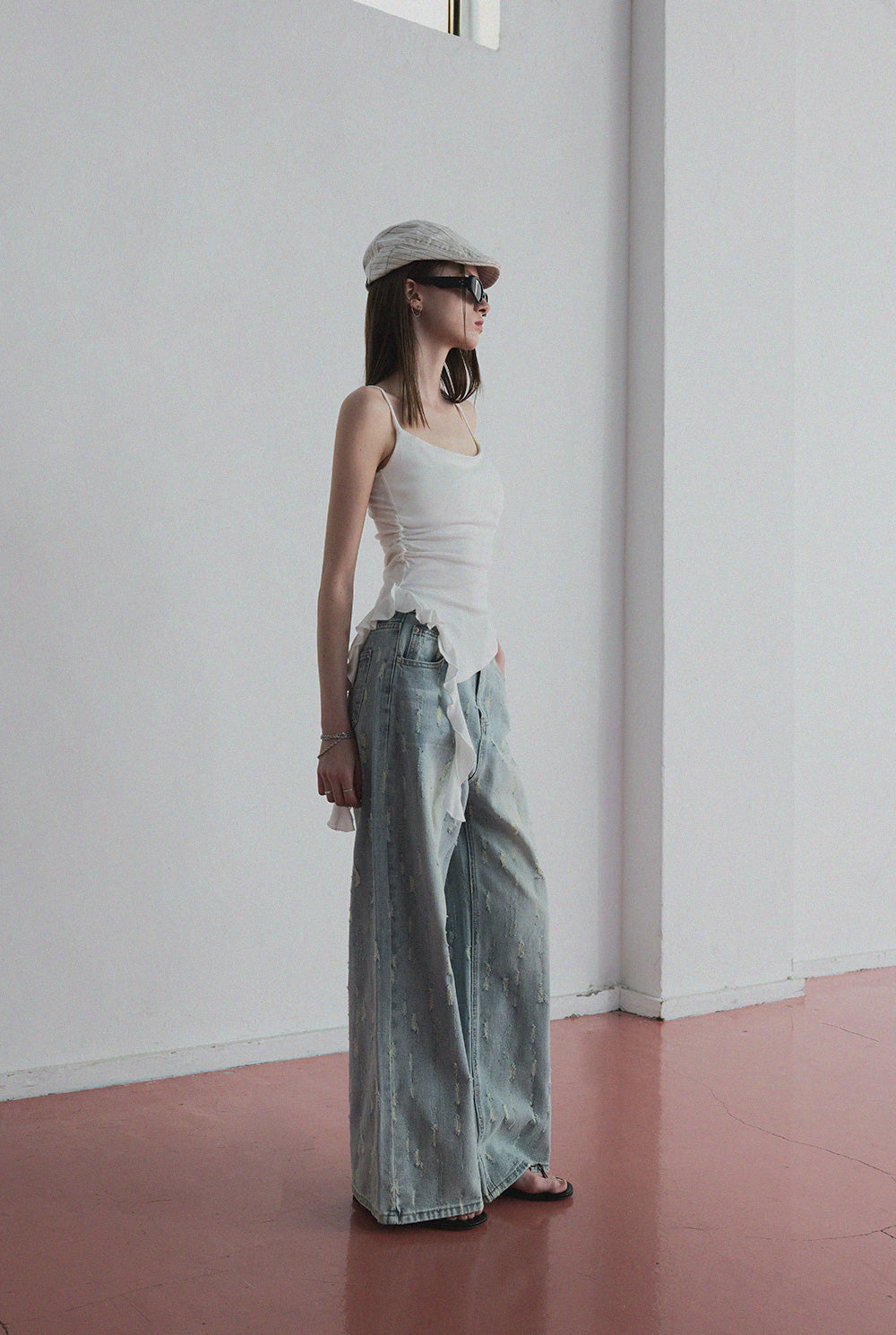 [TWEE] [GROWHIDE] Hyphen crack wide denim