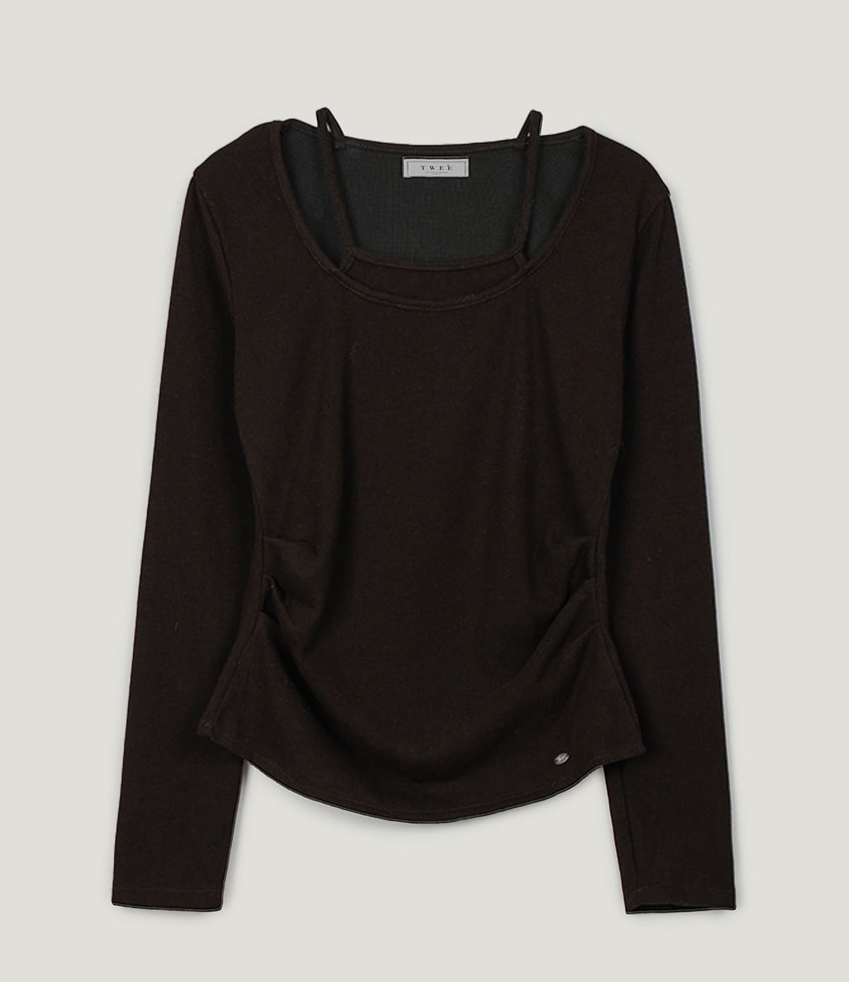 [TWEE]Revol geschichtetes Raffung Langarm-Top