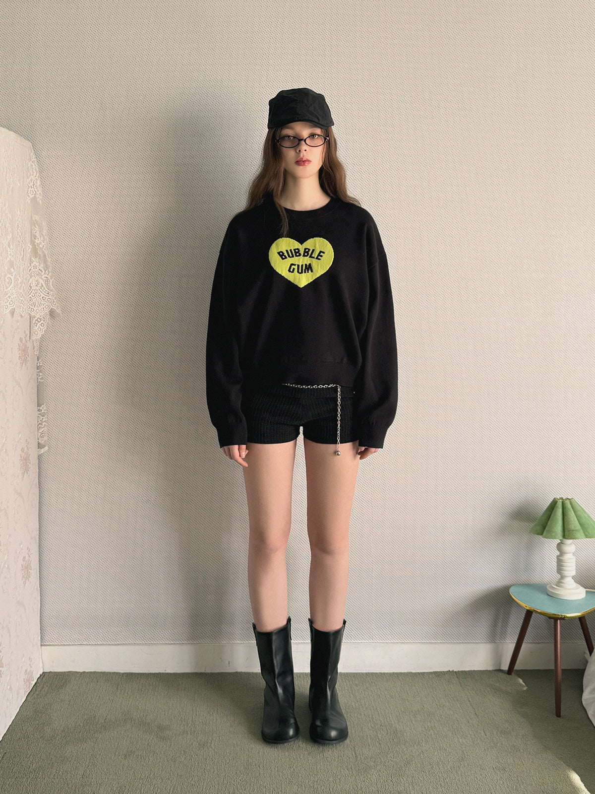 [TWEE] Tasha Lettering Heart Long-Sleeve Knit