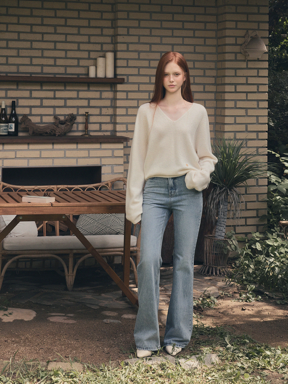 [TWEE] Longc Wool Pastel V-Neck Long-Sleeve Knit