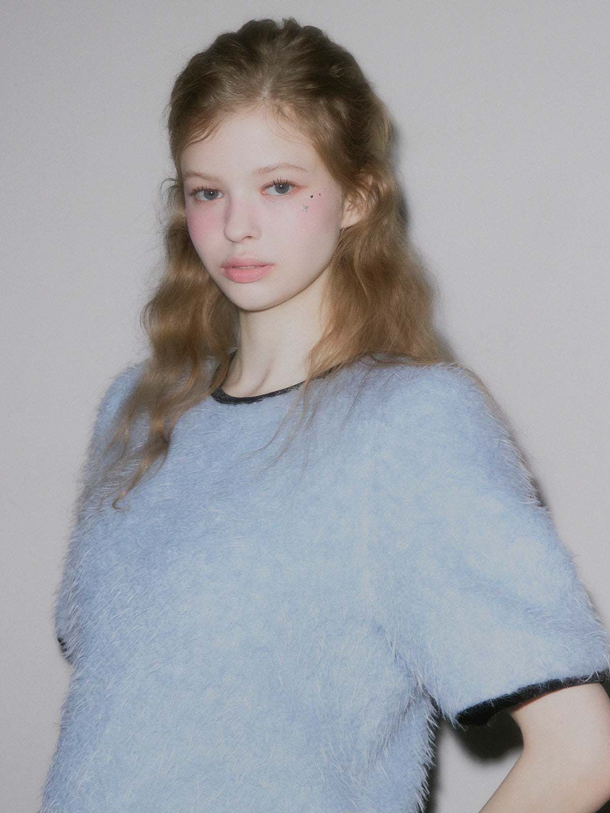 [TWEE] Moco boucle puff short-sleeve blouse