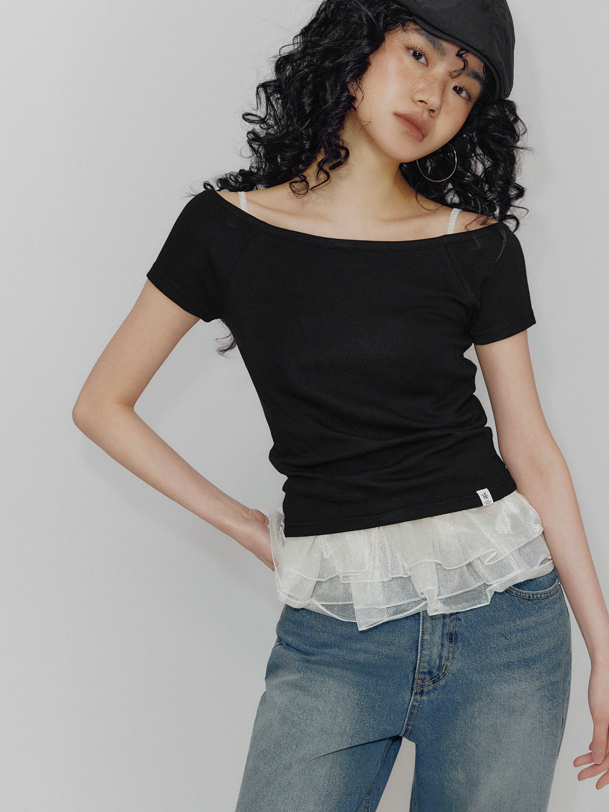 [TWEE] Rimon Sheer Layered Ruffle Bustier