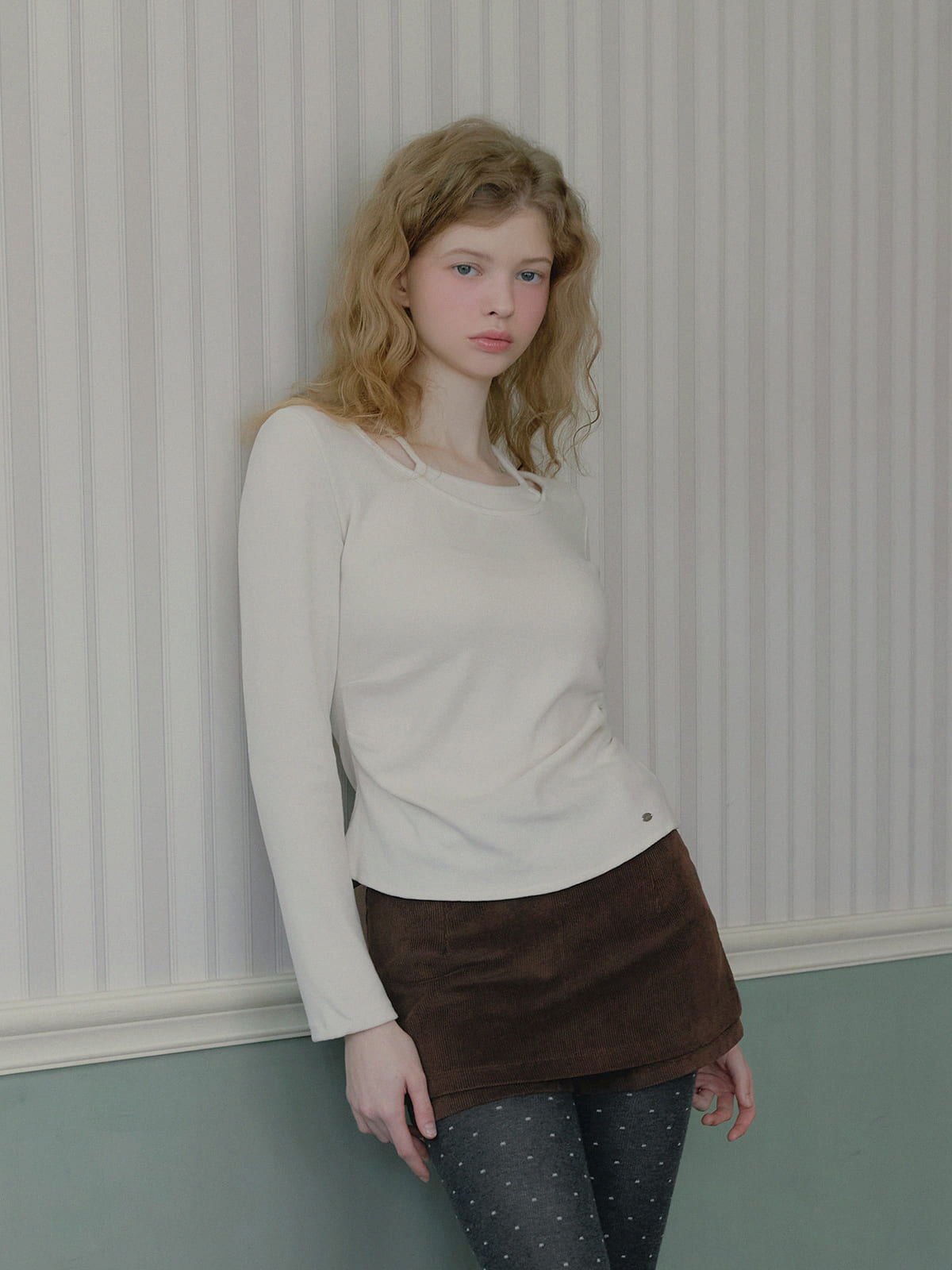 [TWEE]Revol geschichtetes Raffung Langarm-Top