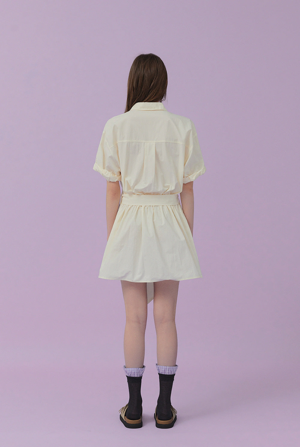 [TWEE] Lovin Roll-Up Shirt Dress (Belt Set)