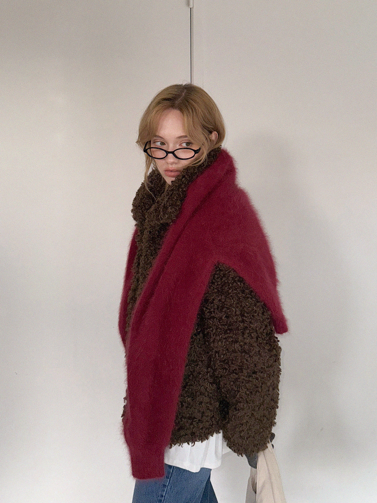 [TWEE] 썩은 와이드 칼라 테디 퍼 재킷