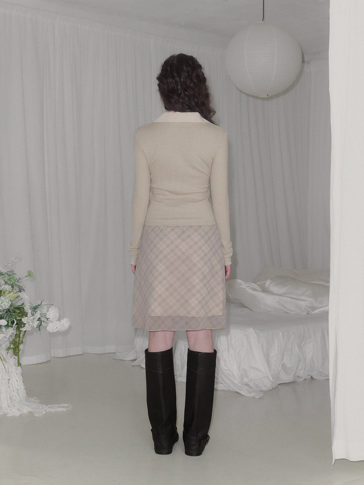 [TWEE] Revel sheer collar rib long sleeve t-shirt