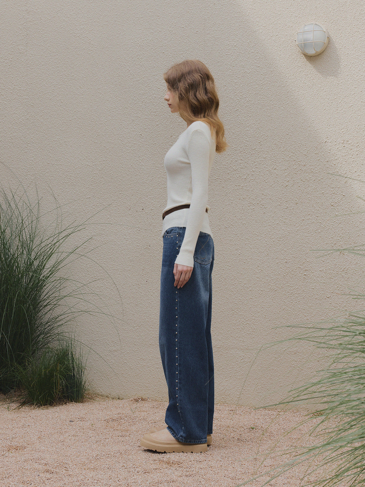 【TWEE】Weasley Asymmetrical Long Sleeve Knit (Belt Set)