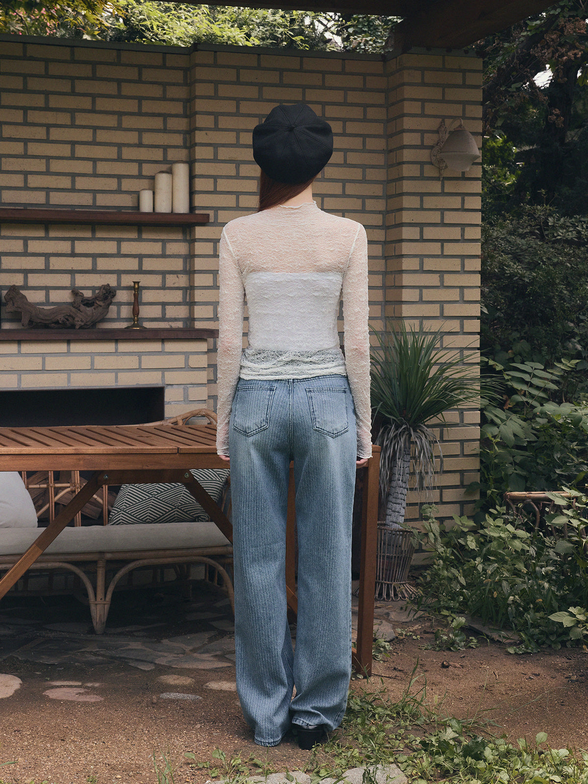 【TWEE】Wooden Sheer Wrinkle Long-Sleeve T-Shirt