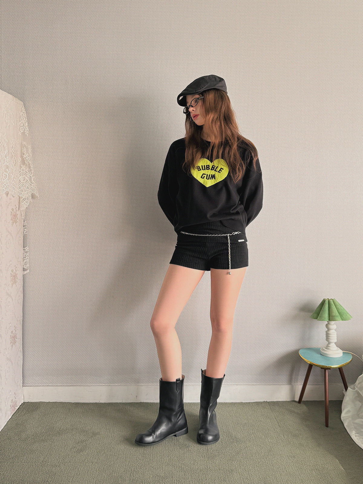 [TWEE] Tasha Lettering Heart Long-Sleeve Knit