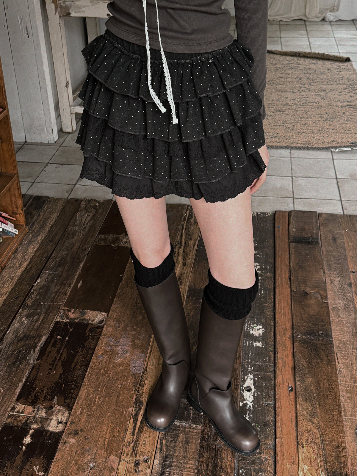 [TWEE] Kido Dot Tiered Mini Skirt