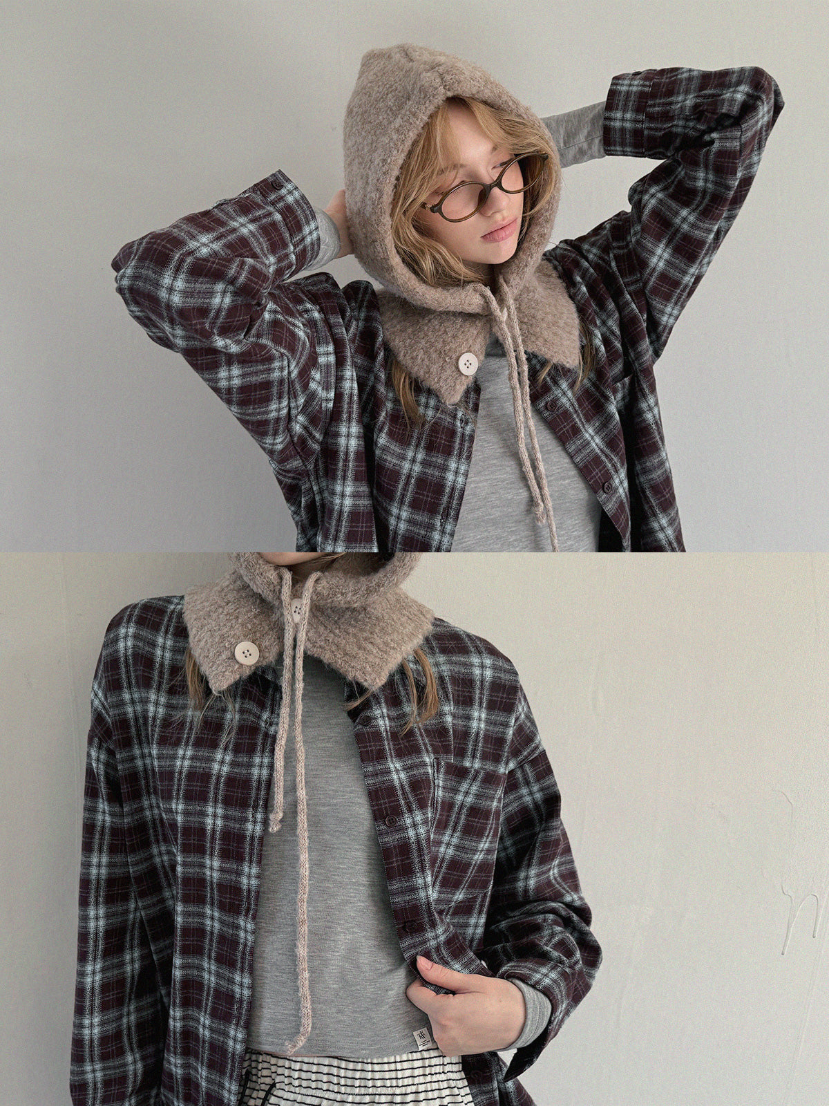 [TWEE] Riet Check Oversized Hemd