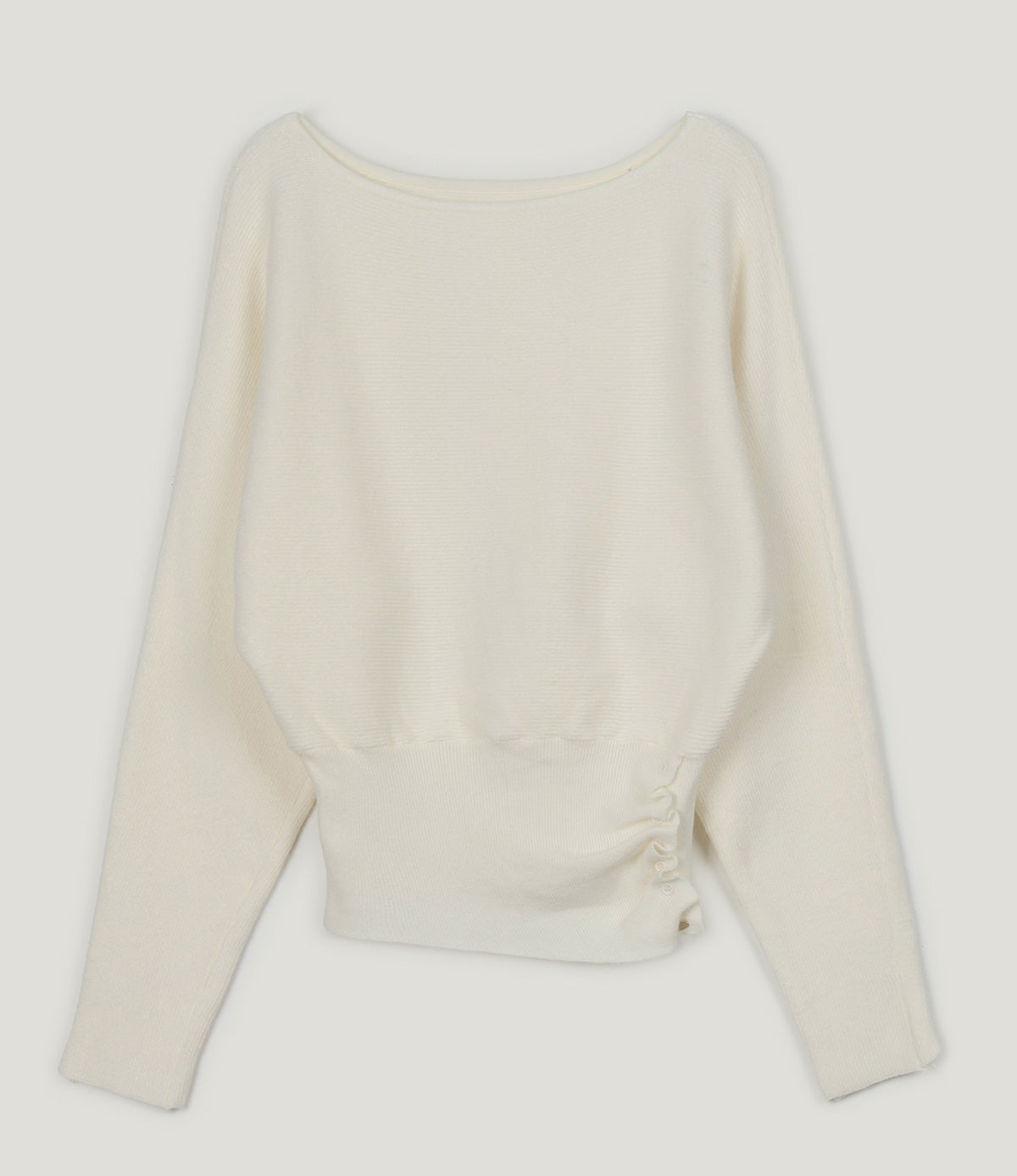 [TWEE] Itco Boatneck Waist Button Knit Top