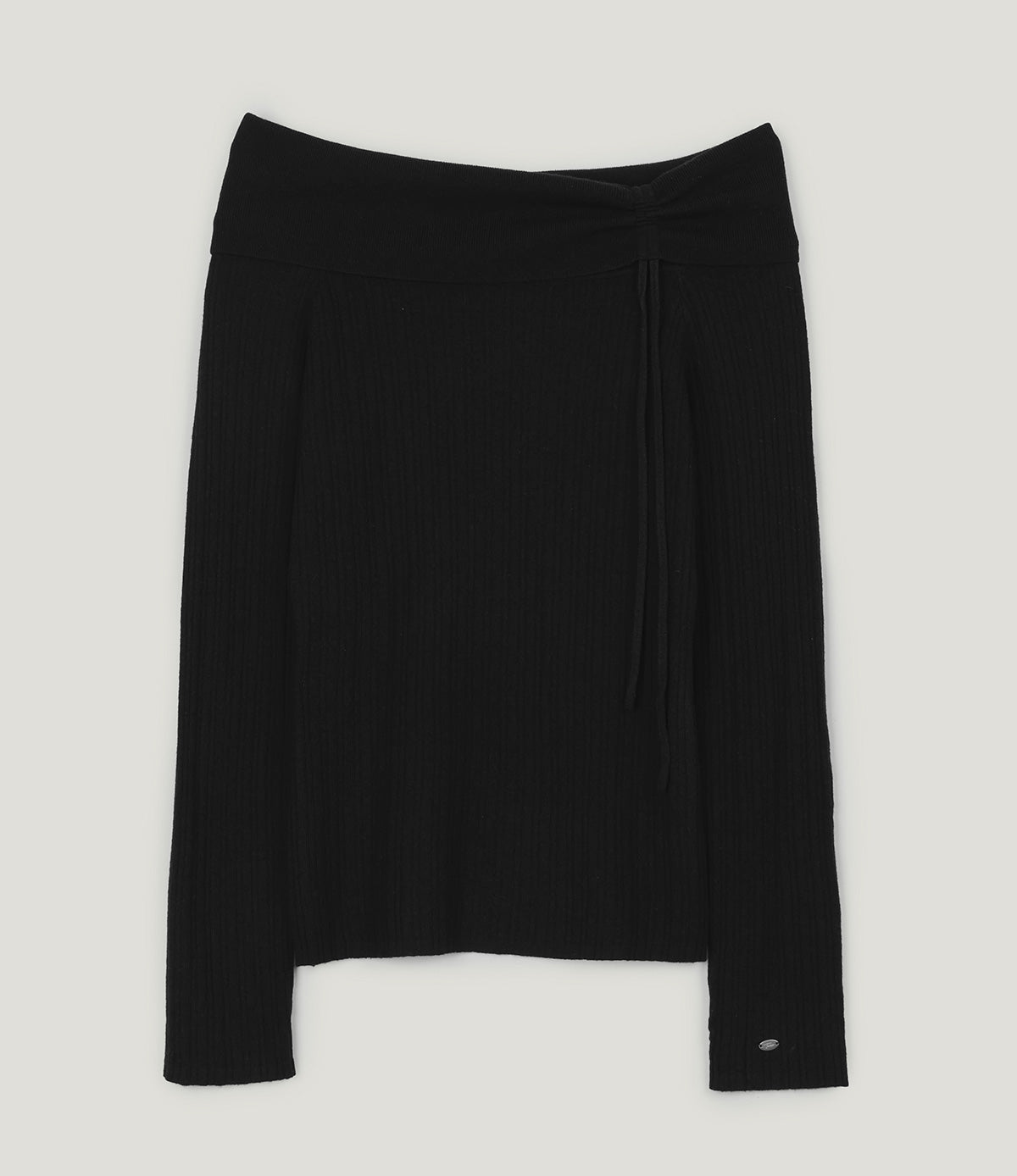 [TWEE] Nikon Strap Off-Shoulder Long-Sleeve Knit