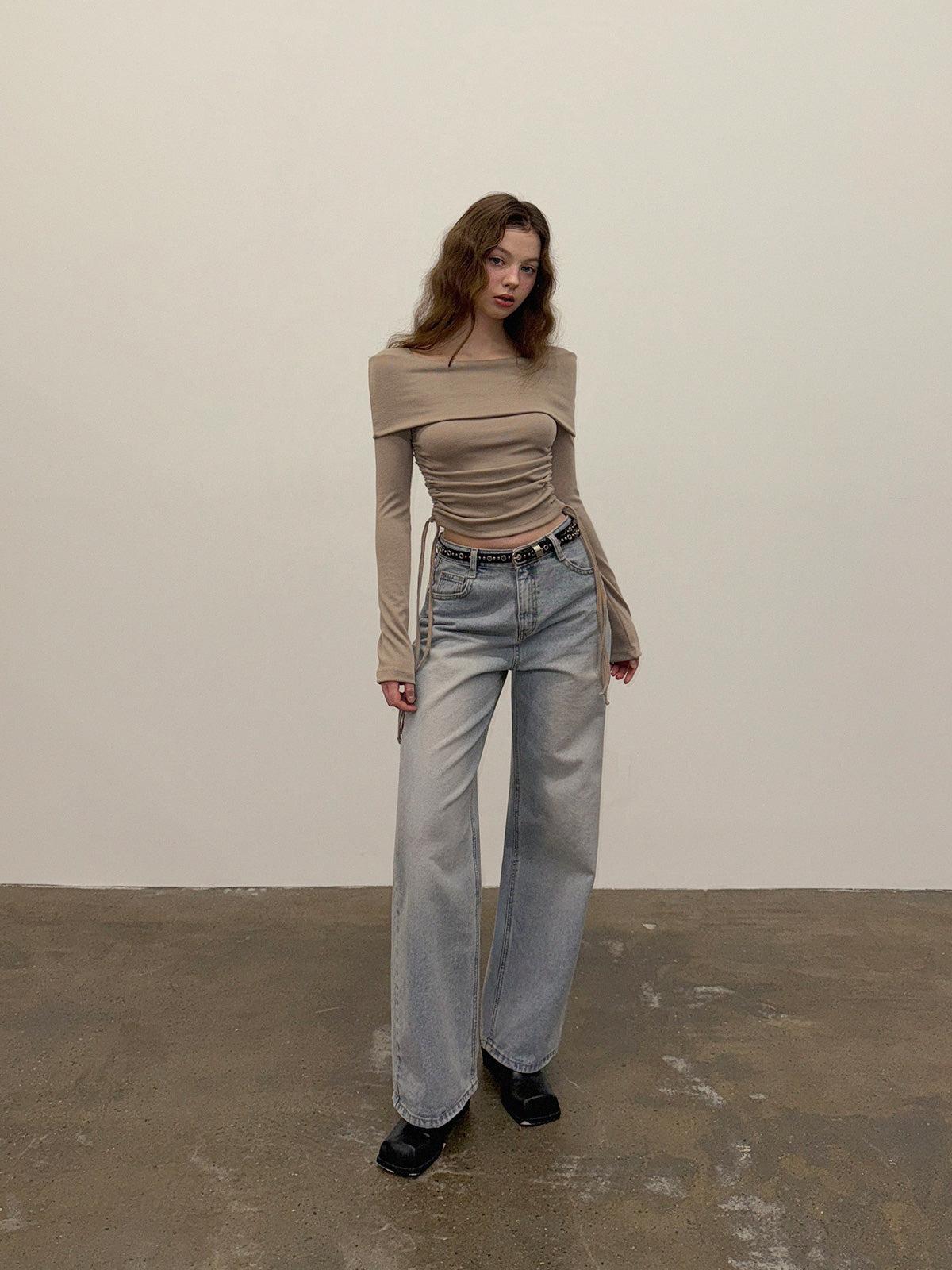 [TWEE] Dwin 2-Way Drape Strap Long Sleeve Tee