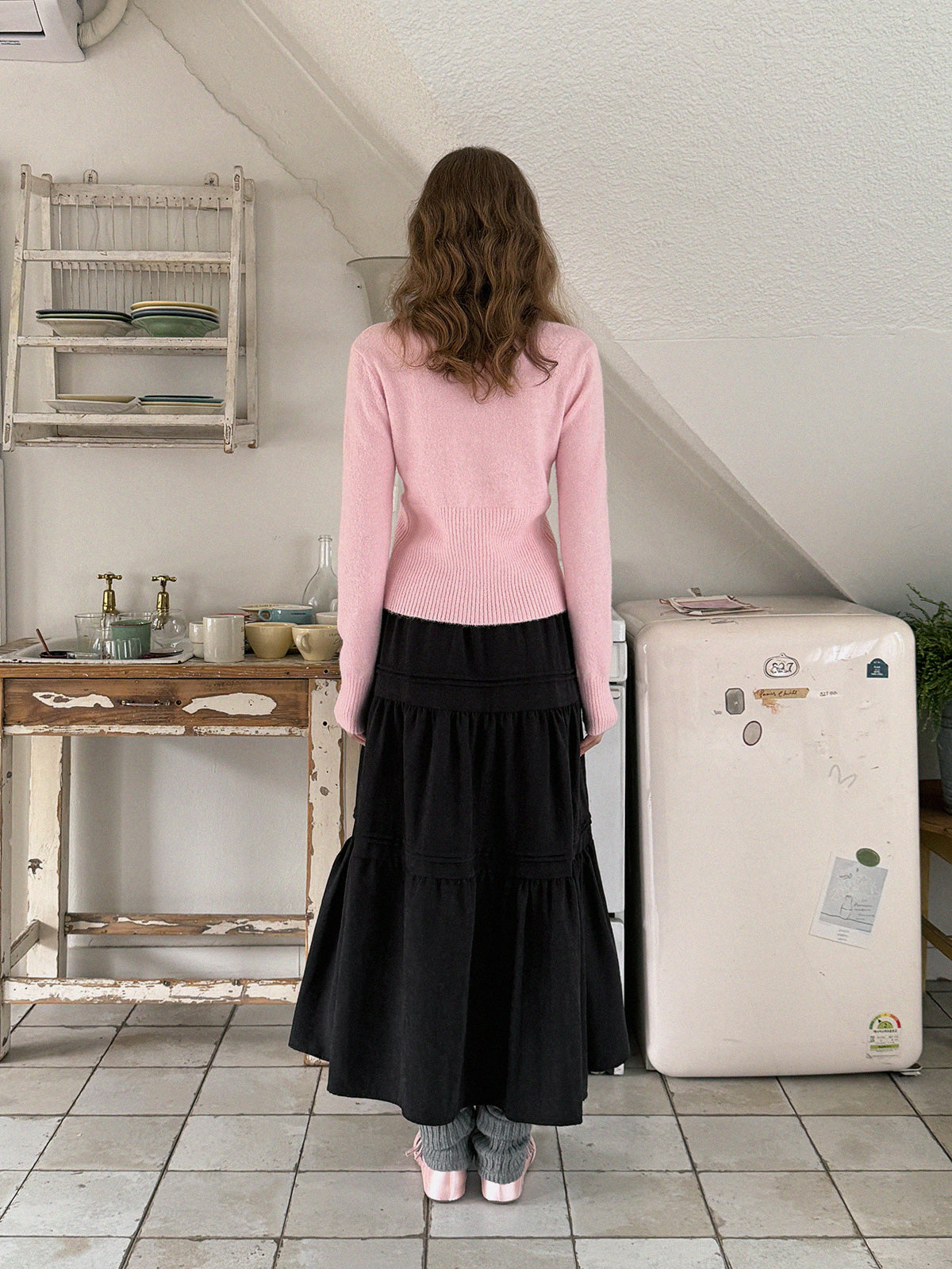 [TWEE] Áo Len Cổ Chữ V Ba Dải Ruy Băng Landon