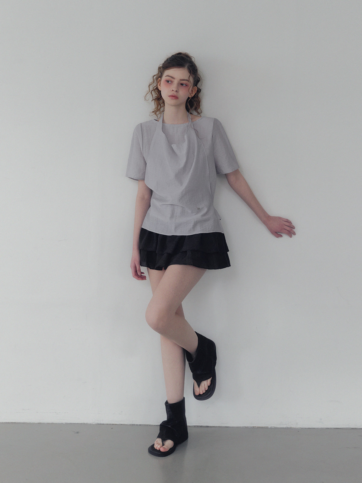 [TWEE] Blit tiered back banding mini skirt