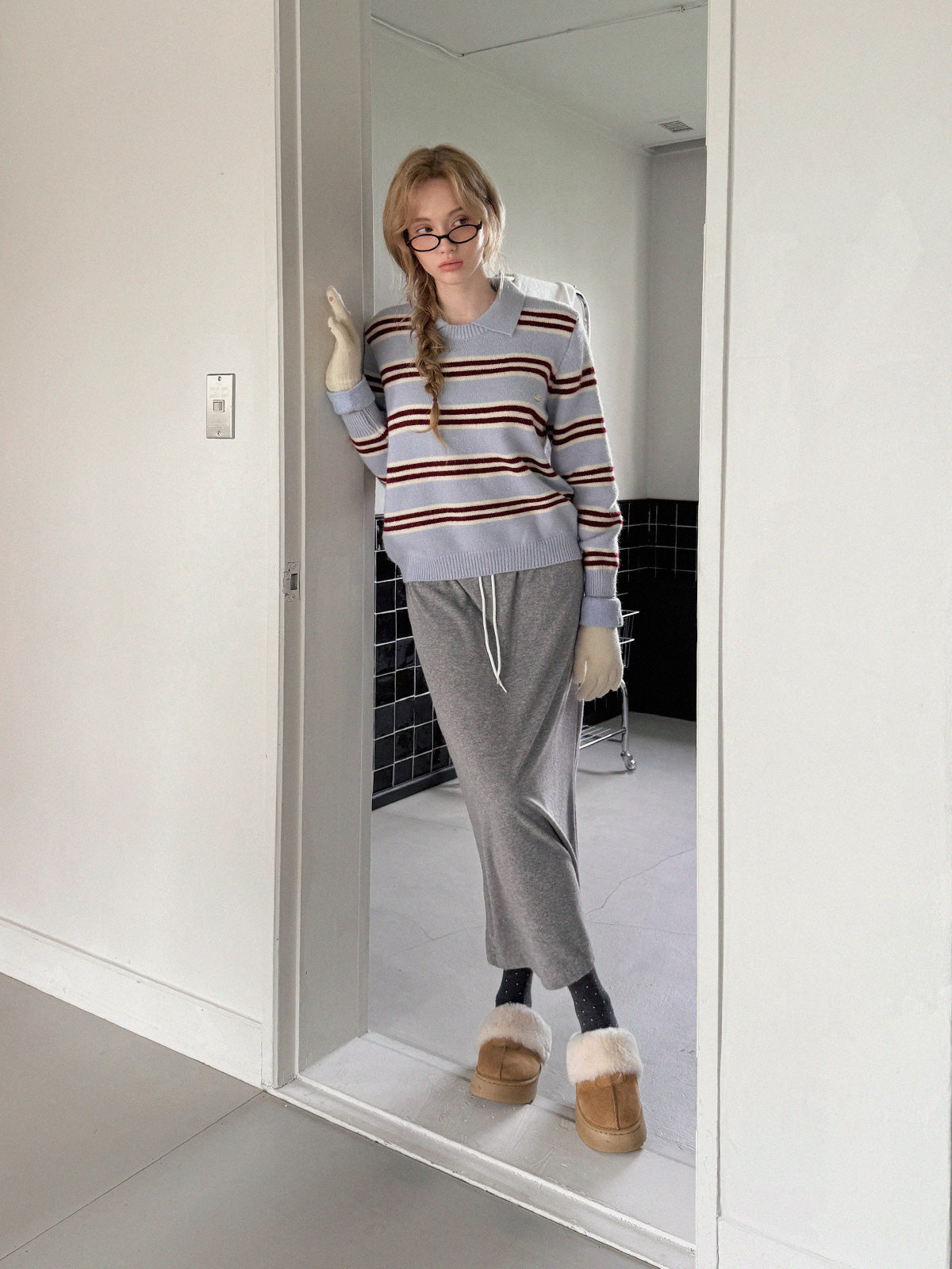 [TWEE] 엘루나 플리스 안감 밴딩 롱 스커트