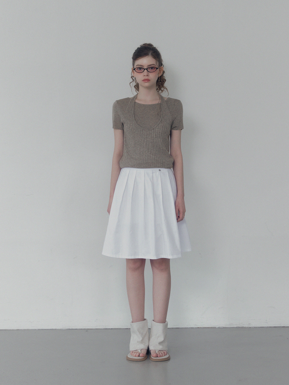 [TWEE] Eton pintuck back banding midi skirt