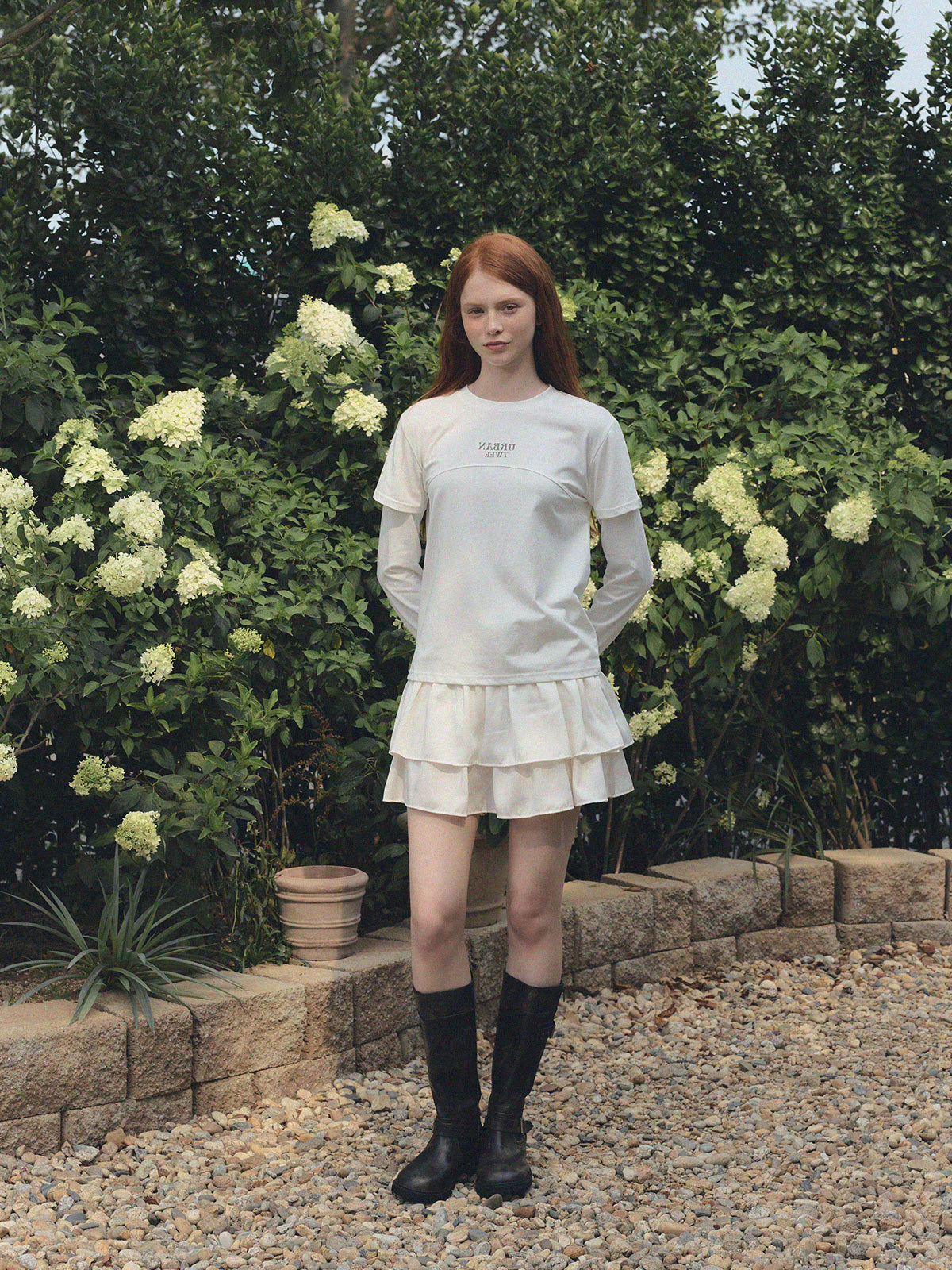 [ TWEE ]  Foil Layered Print Long Sleeve T-Shirt