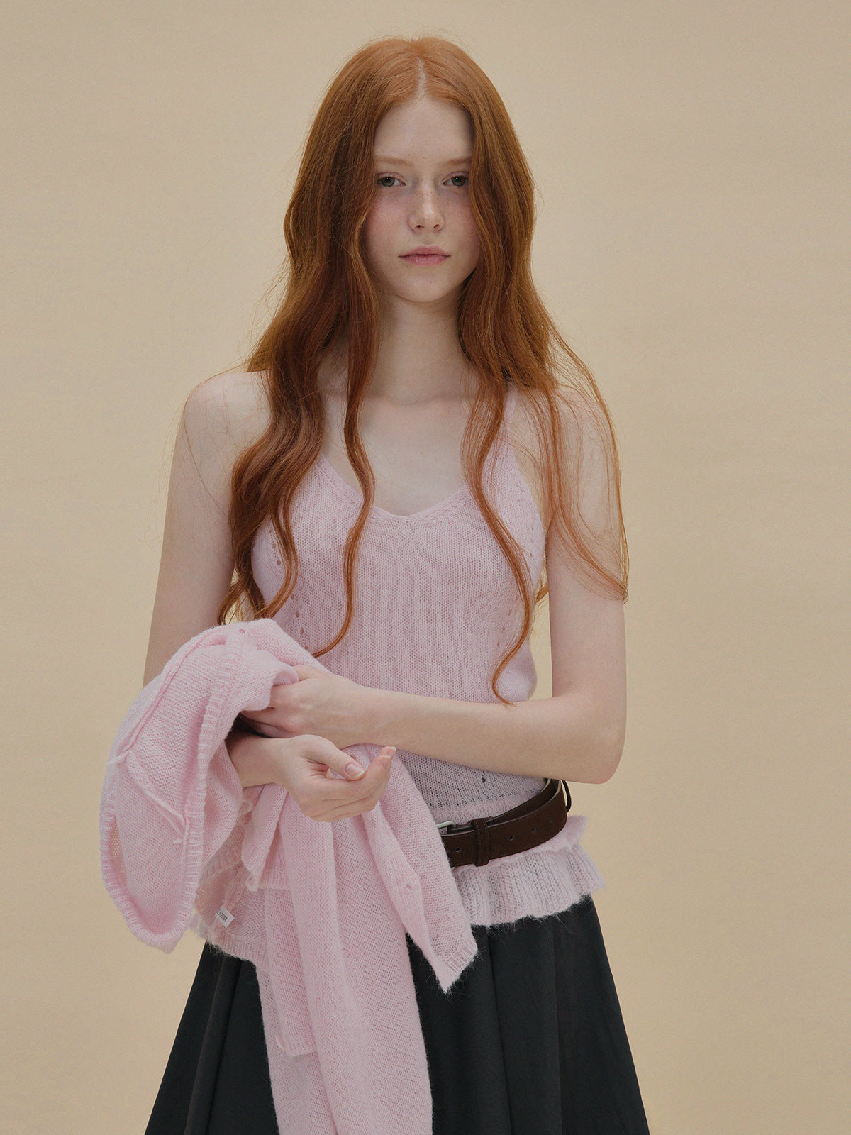 [TWEE] Viachu Knit Tank Top & Cardigan Set