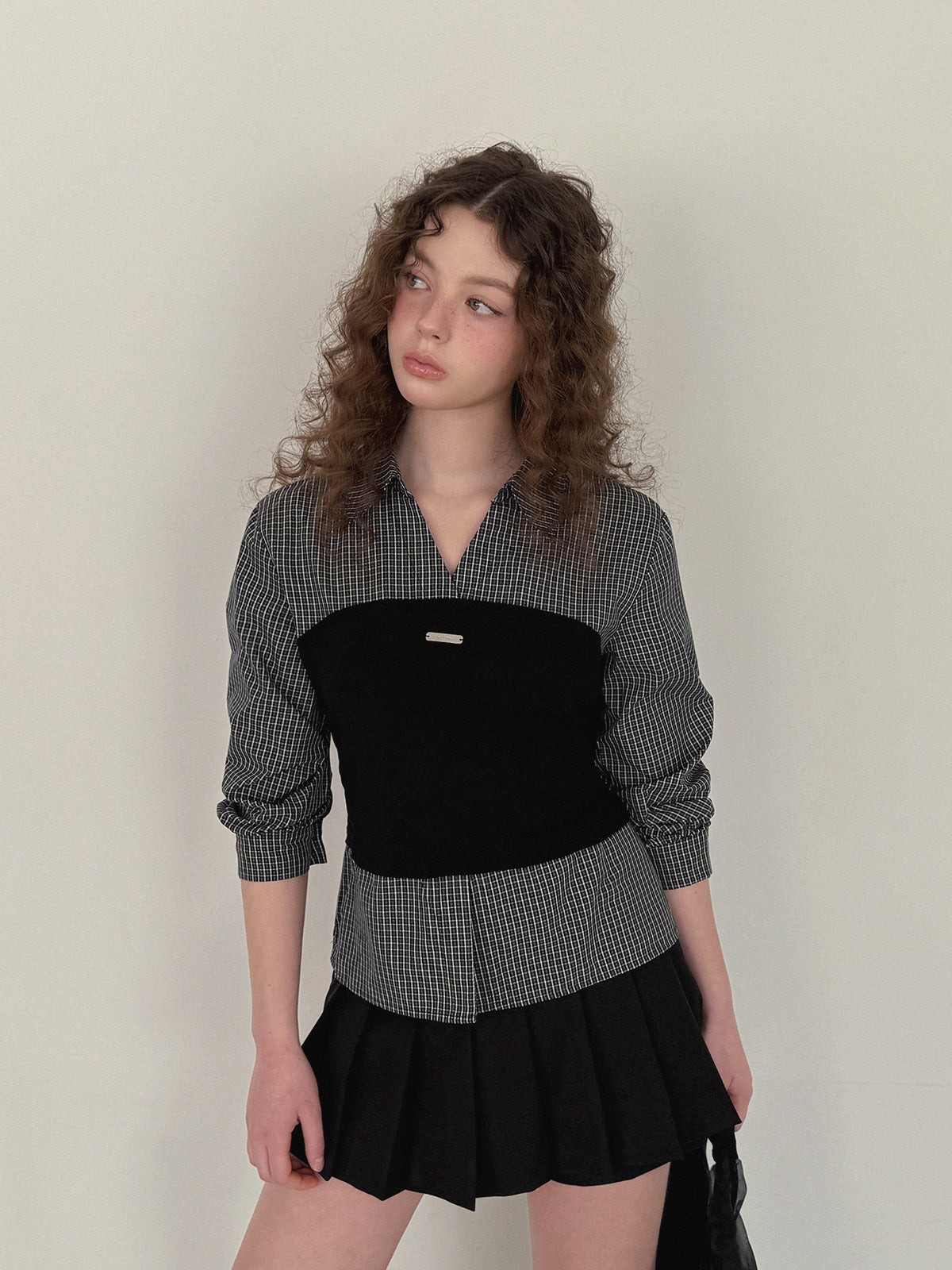 トップス ENOF layered tops Noen Layered Top Bustier Shirt Blouse