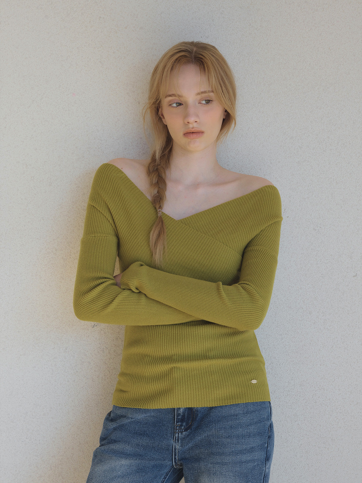 [TWEE]Seti Maglia Incrociata con Spalle Scoperte