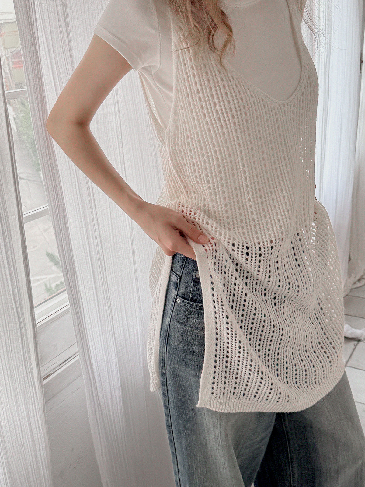 [TWEE] Grew Punching Sleeveless Knit Dress