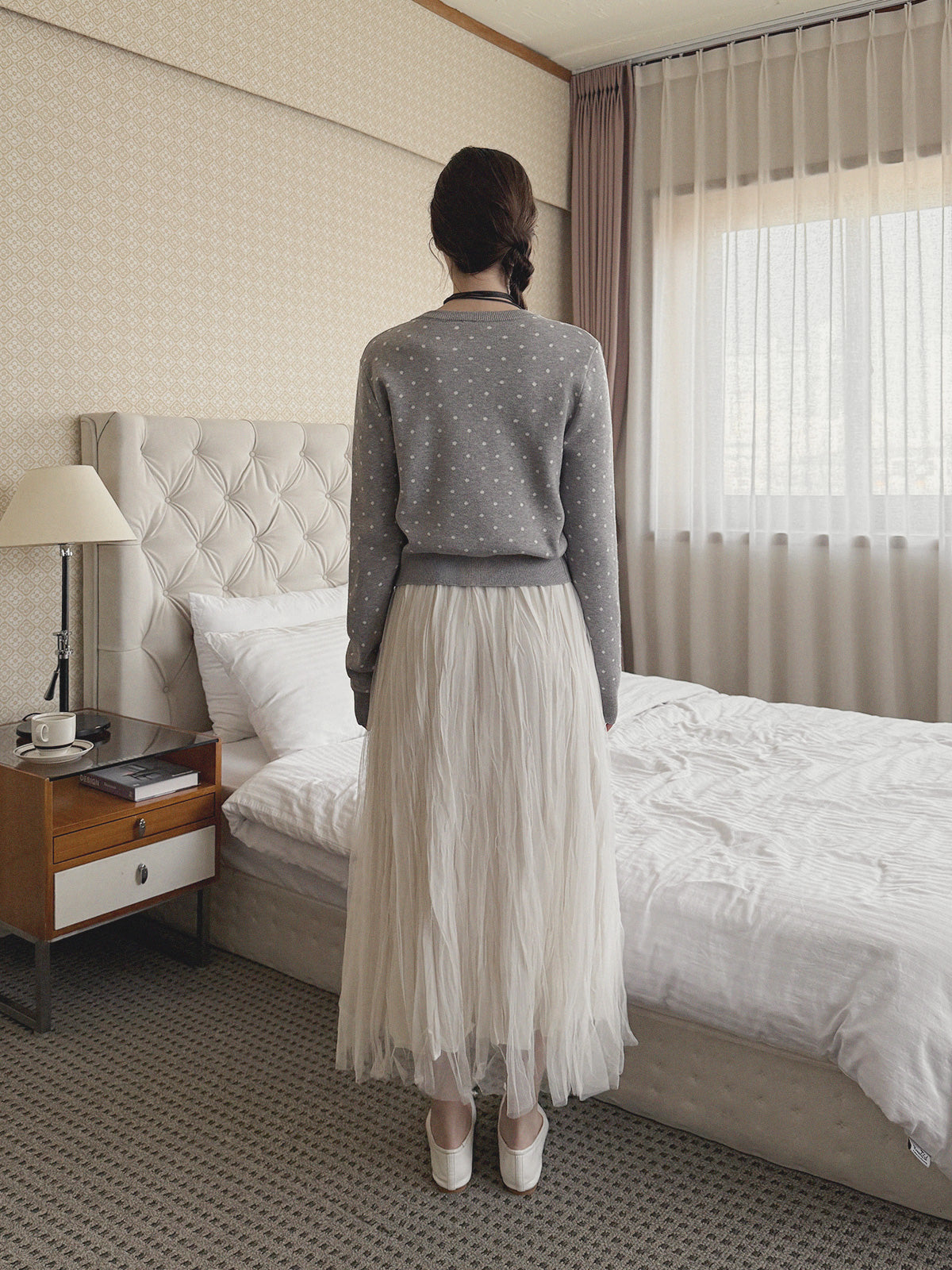 [TWEE] Pennin Dot Long-Sleeve Knit Cardigan