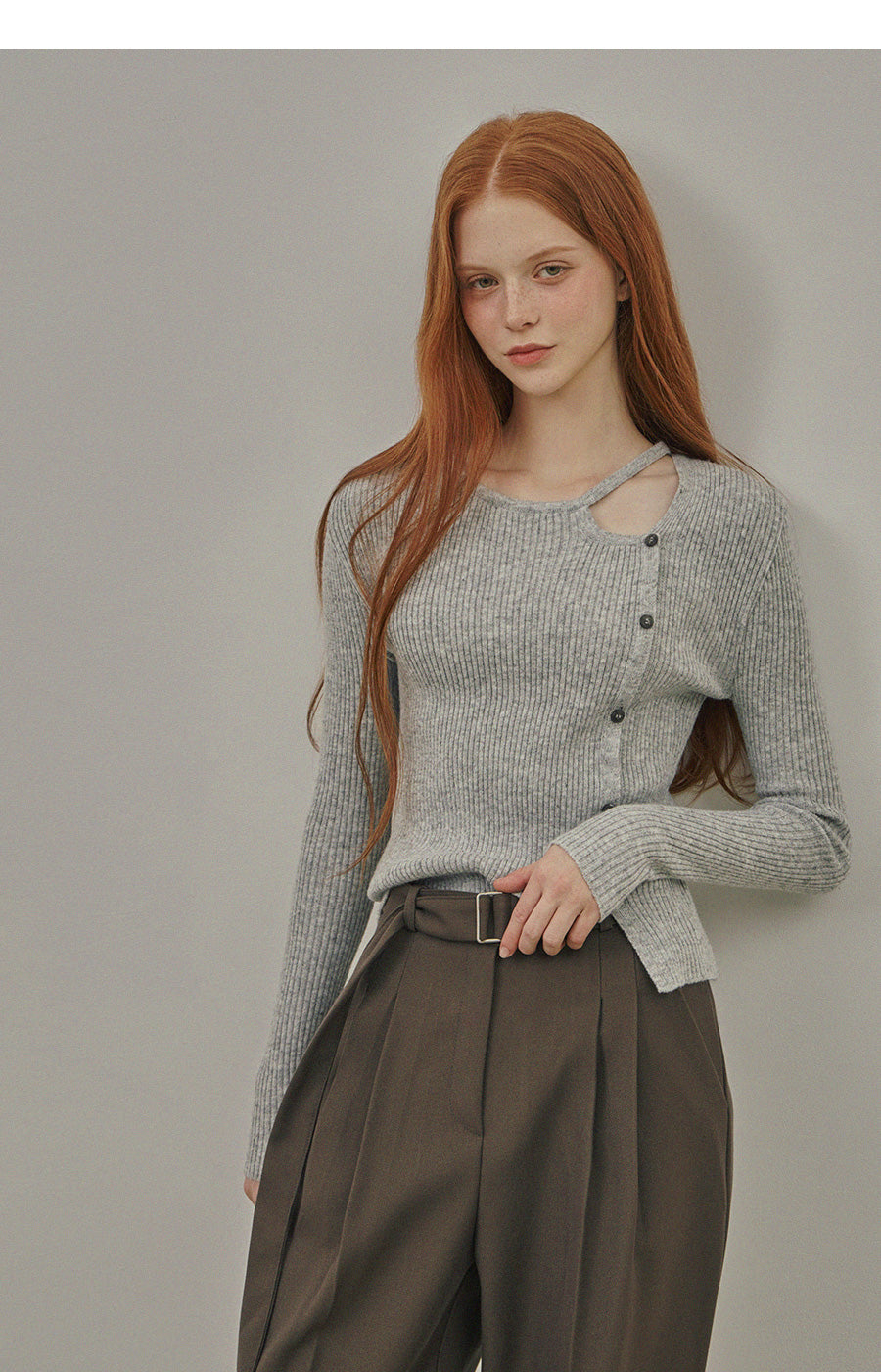 [TWEE] Erchi Cutoff Button Knit