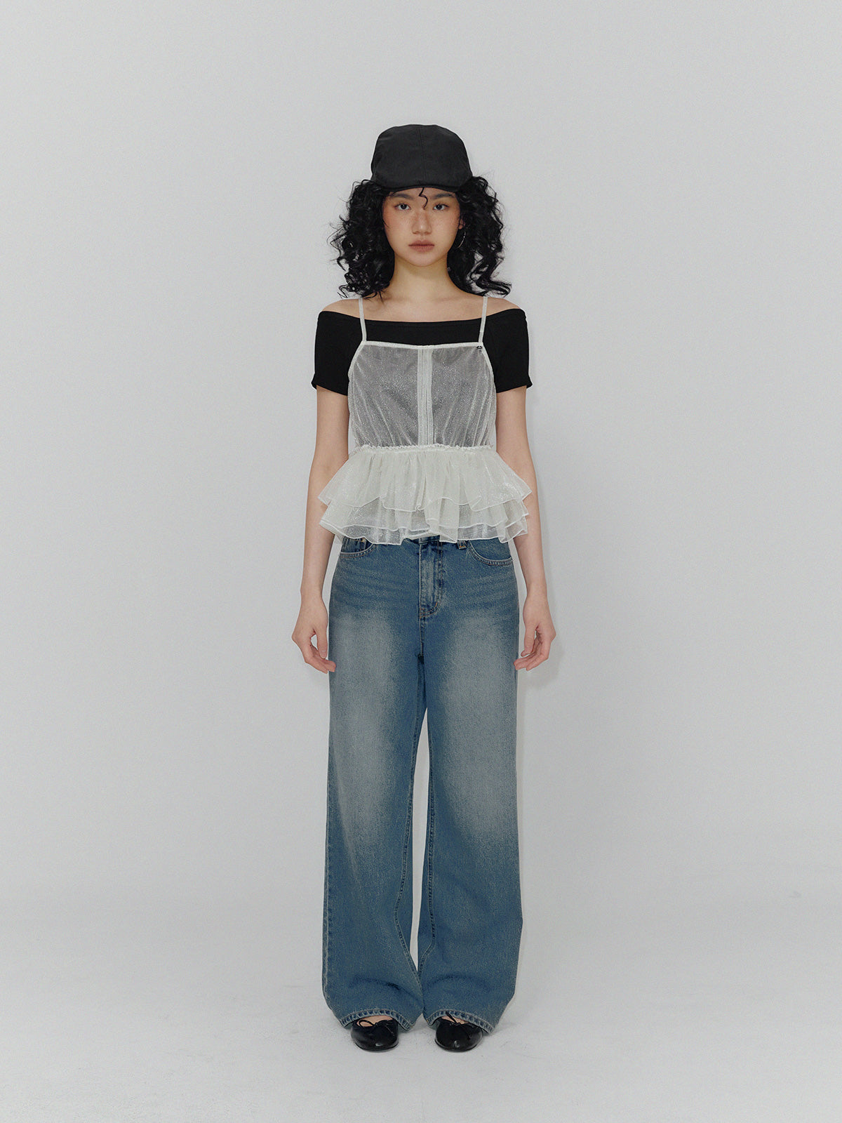 [TWEE] Rimon Sheer Layered Ruffle Bustier