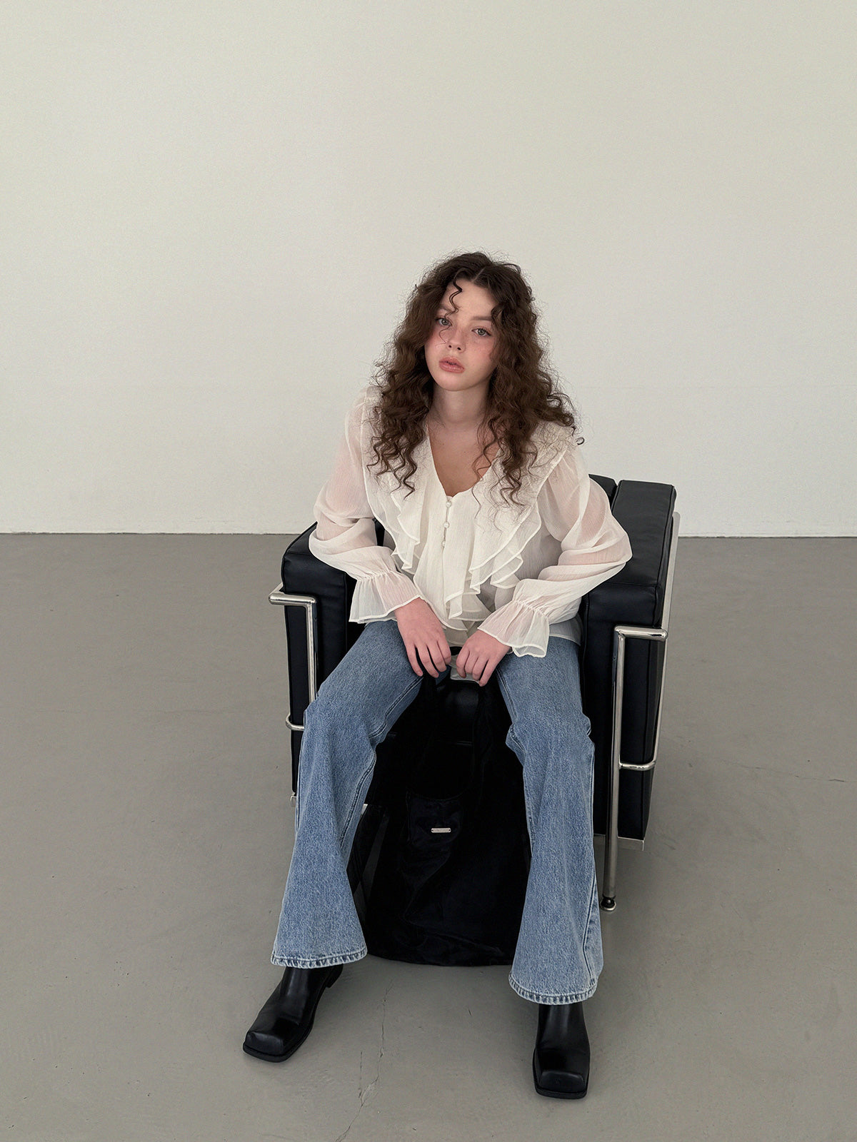 [TWEE] Pore frill bohemian long sleeve blouse