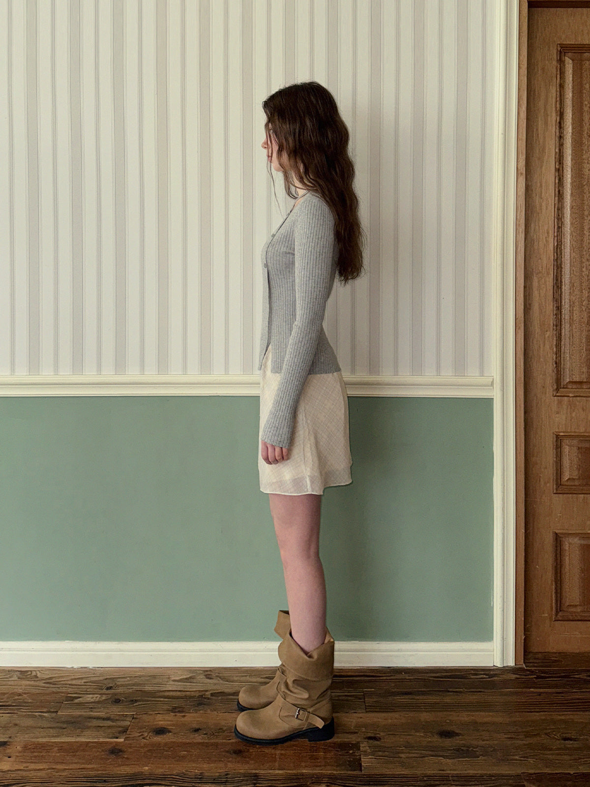 [TWEE] Marlon Asymmetrical Slit Button Long Sleeve Knit