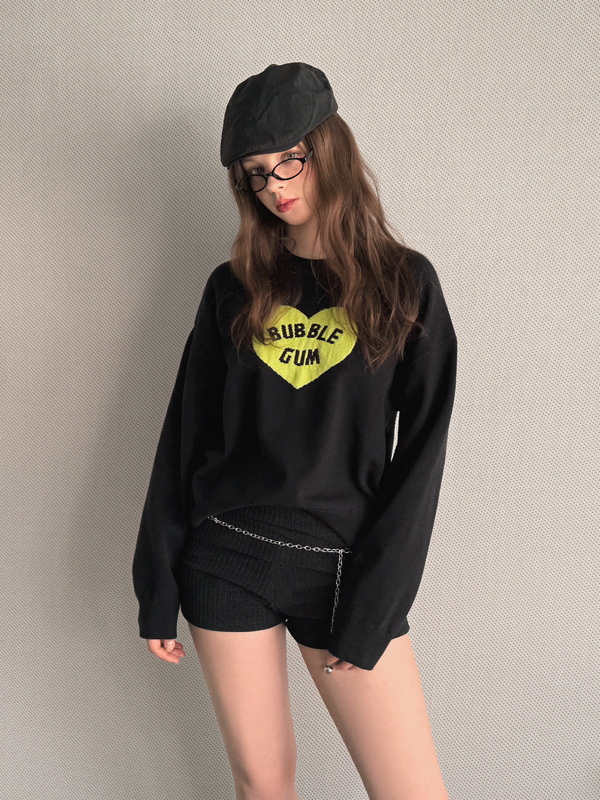 [TWEE] Tasha Lettering Heart Long-Sleeve Knit