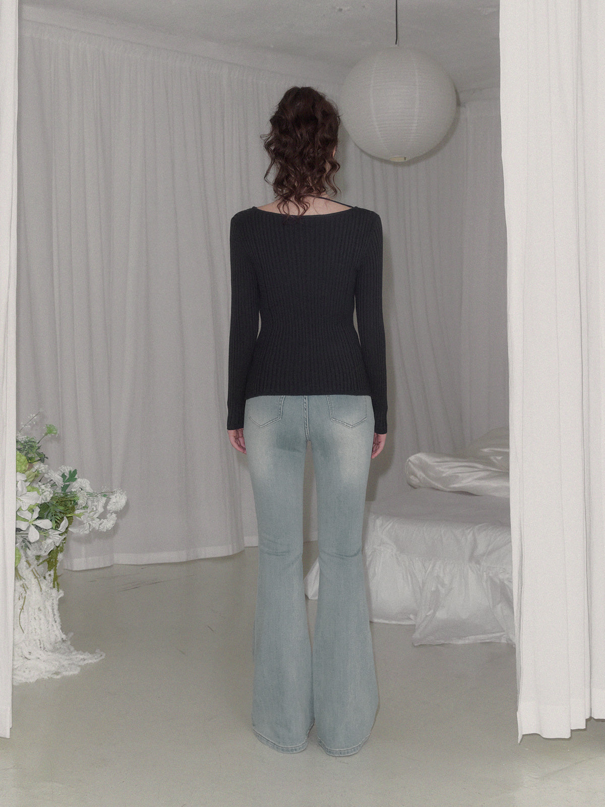 [TWEE] Lumen Strap Ribbed Long Sleeve Knit