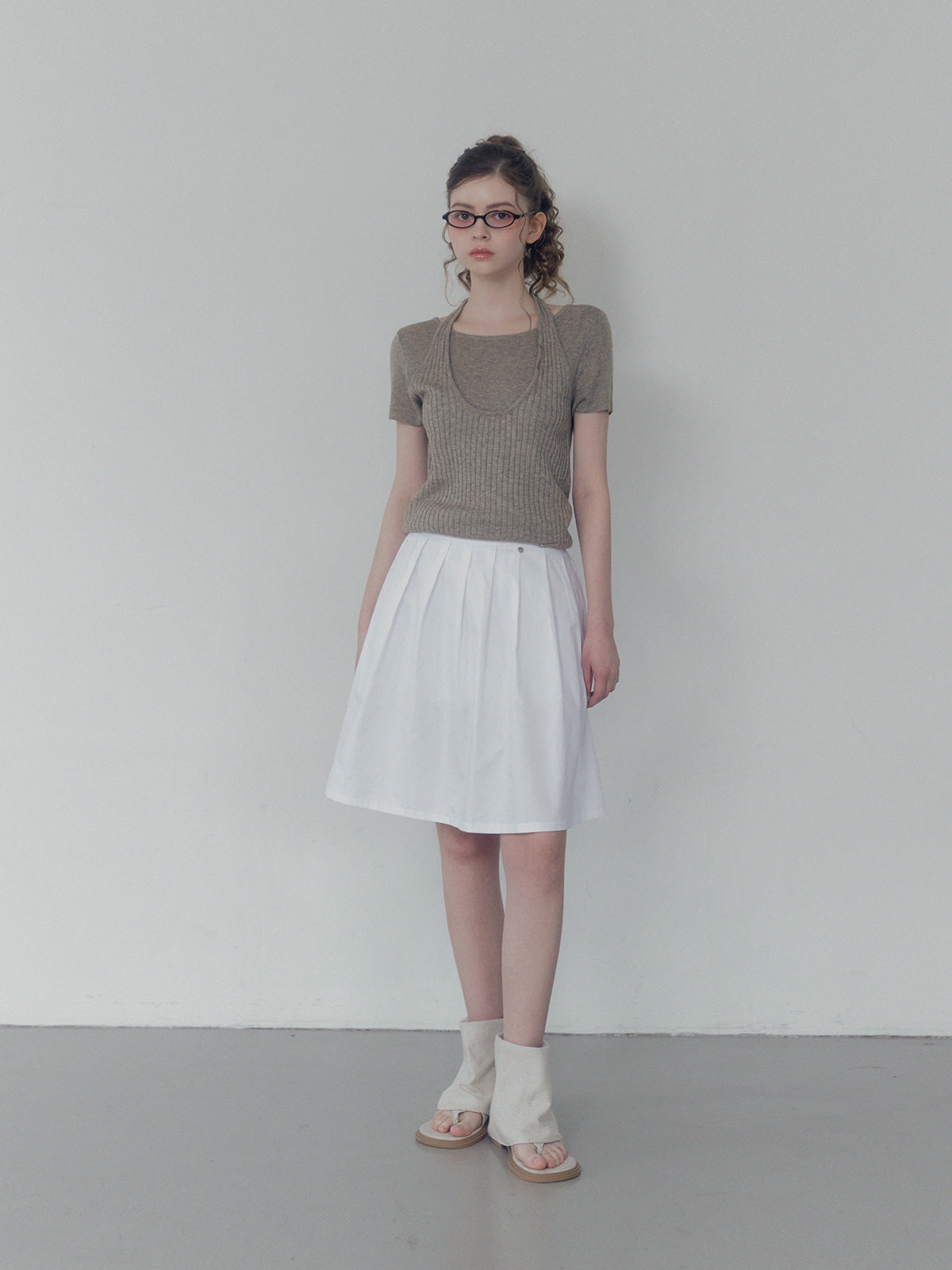 [TWEE] Eton pintuck back banding midi skirt