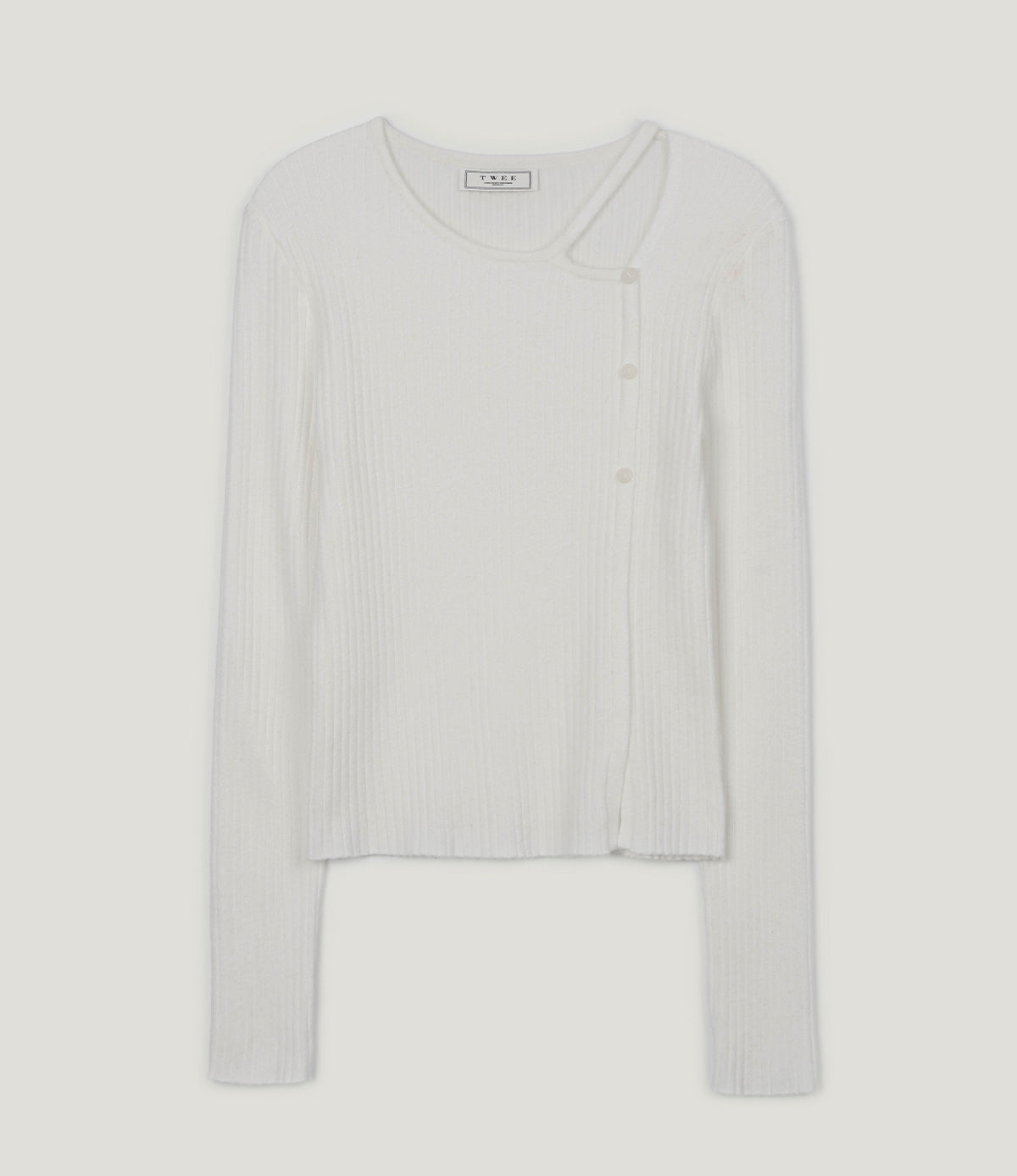 [TWEE] Marlon Asymmetrical Slit Button Long Sleeve Knit