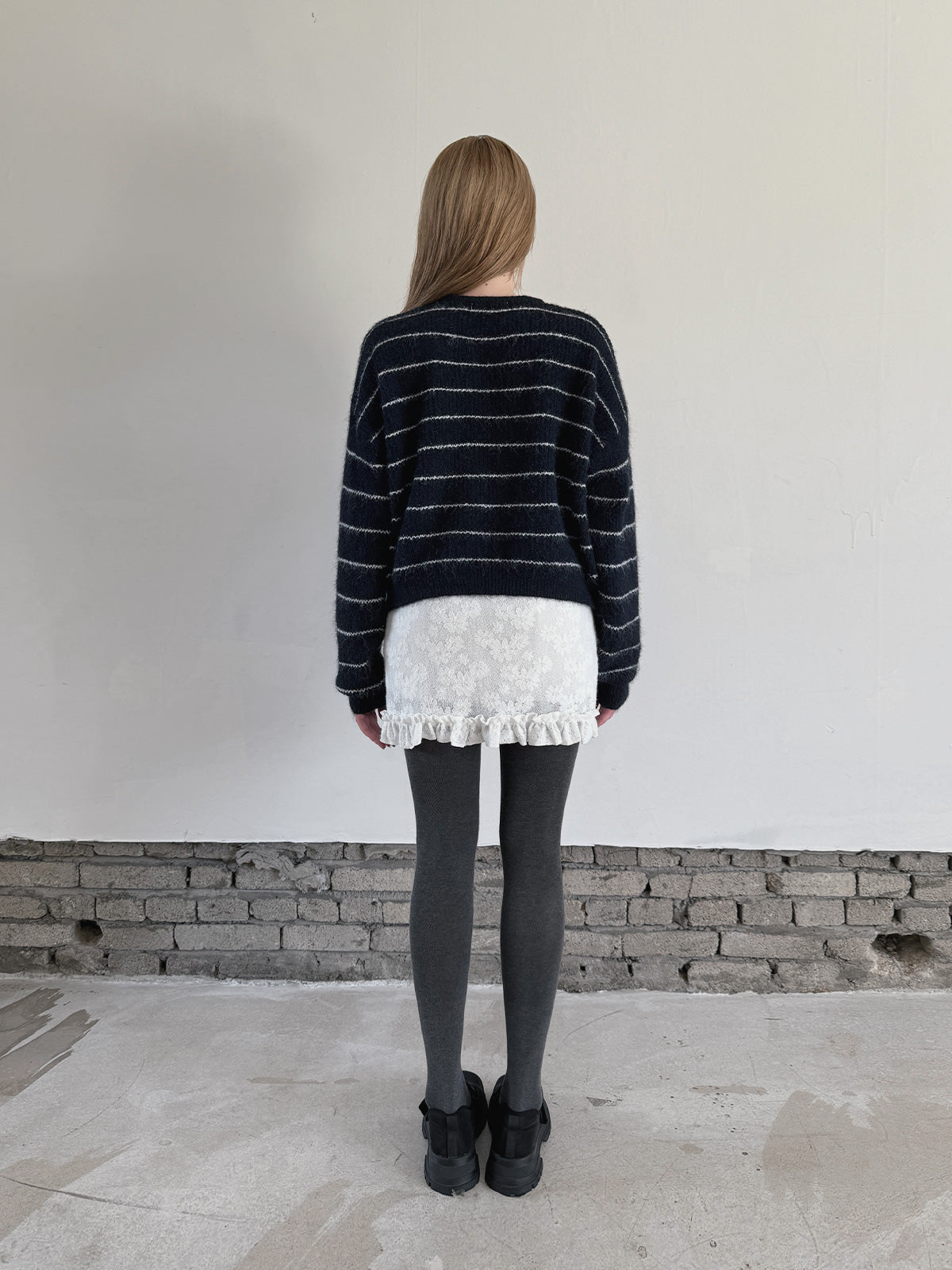 [TWEE] Cardigan a bottoni a righe lavorato a maglia