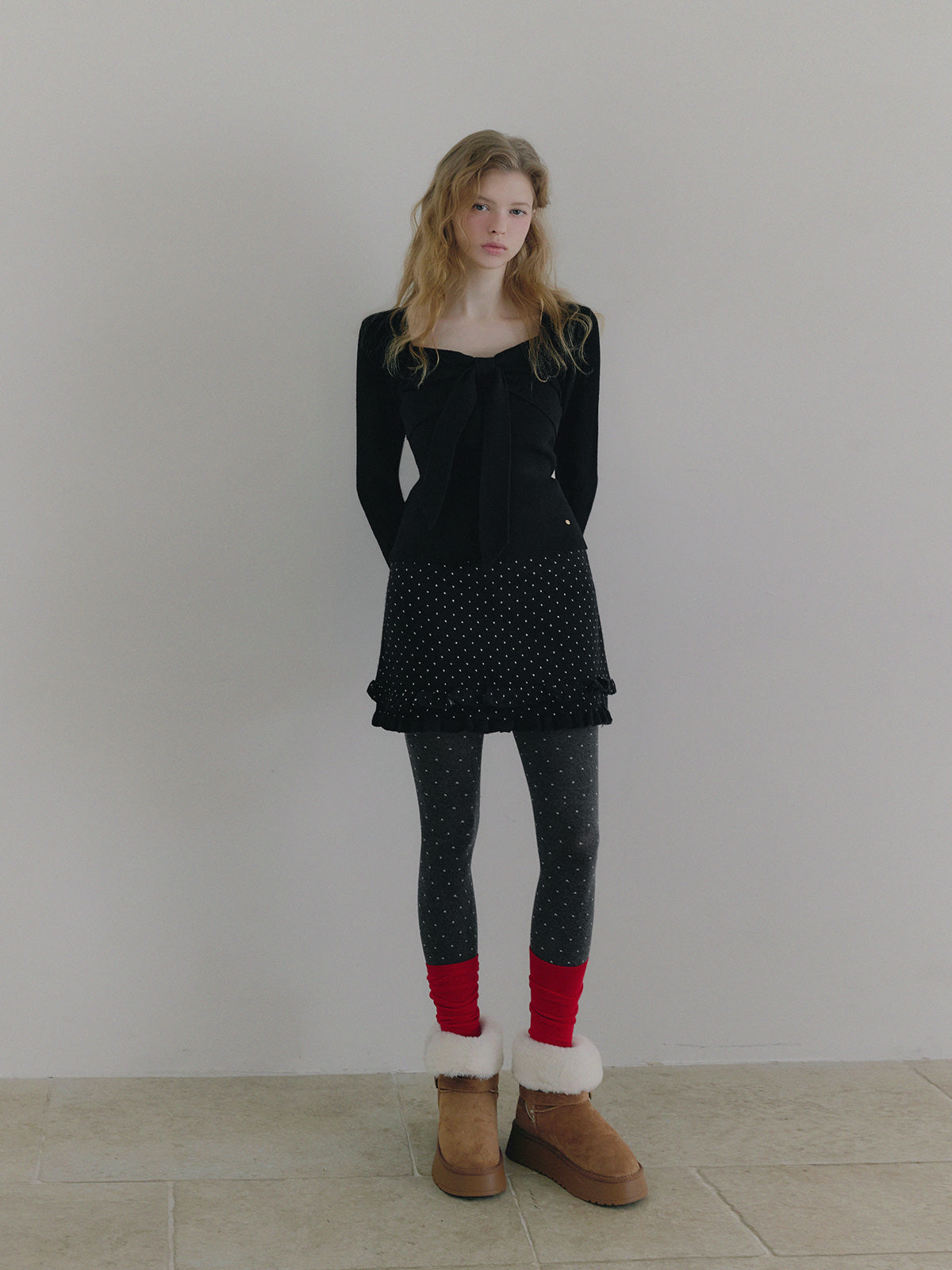 [TWEE]Top bolero in maglia con nastro Conte