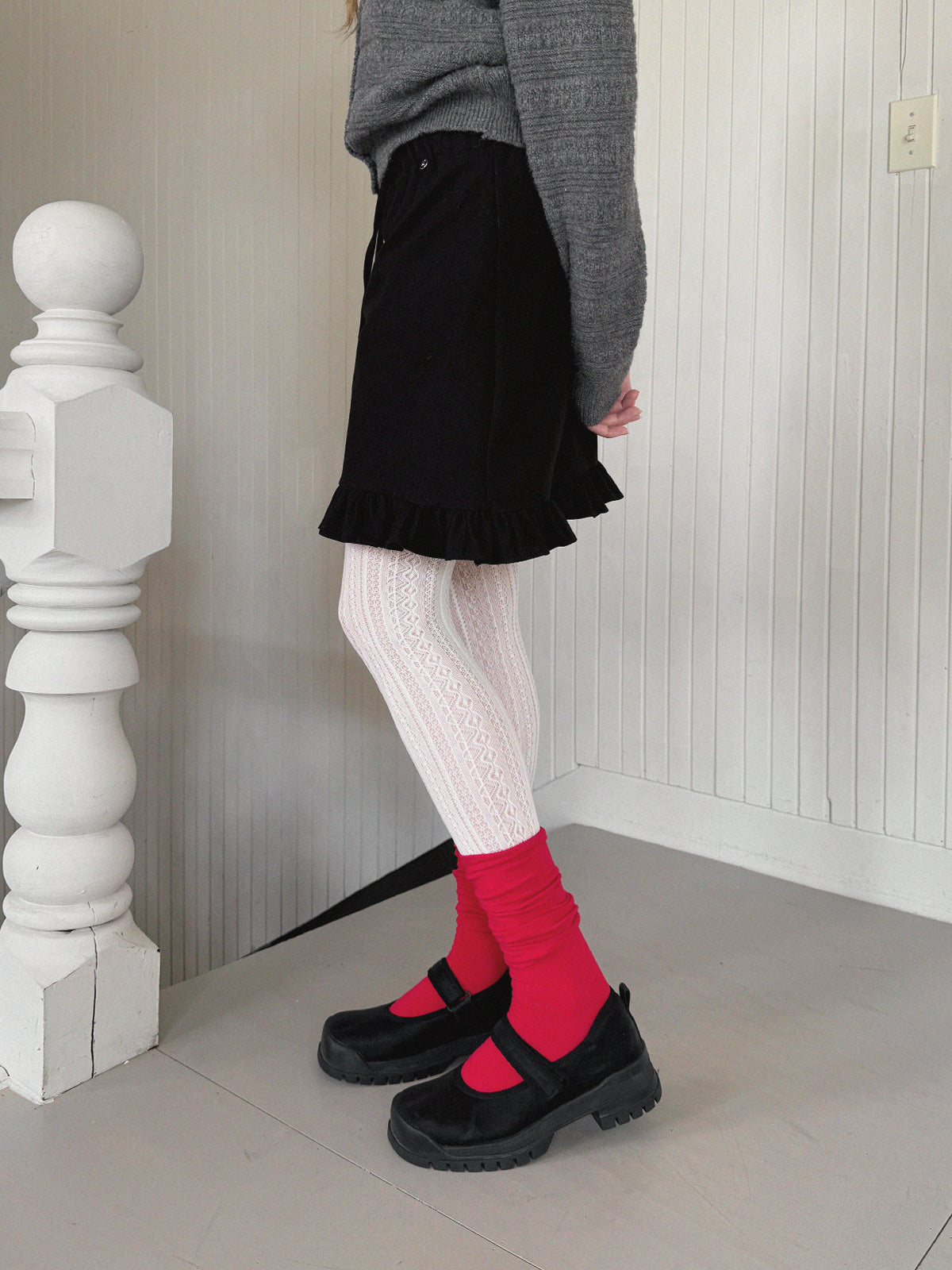 [TWEE] 추하 프릴 밴딩 미디 스커트