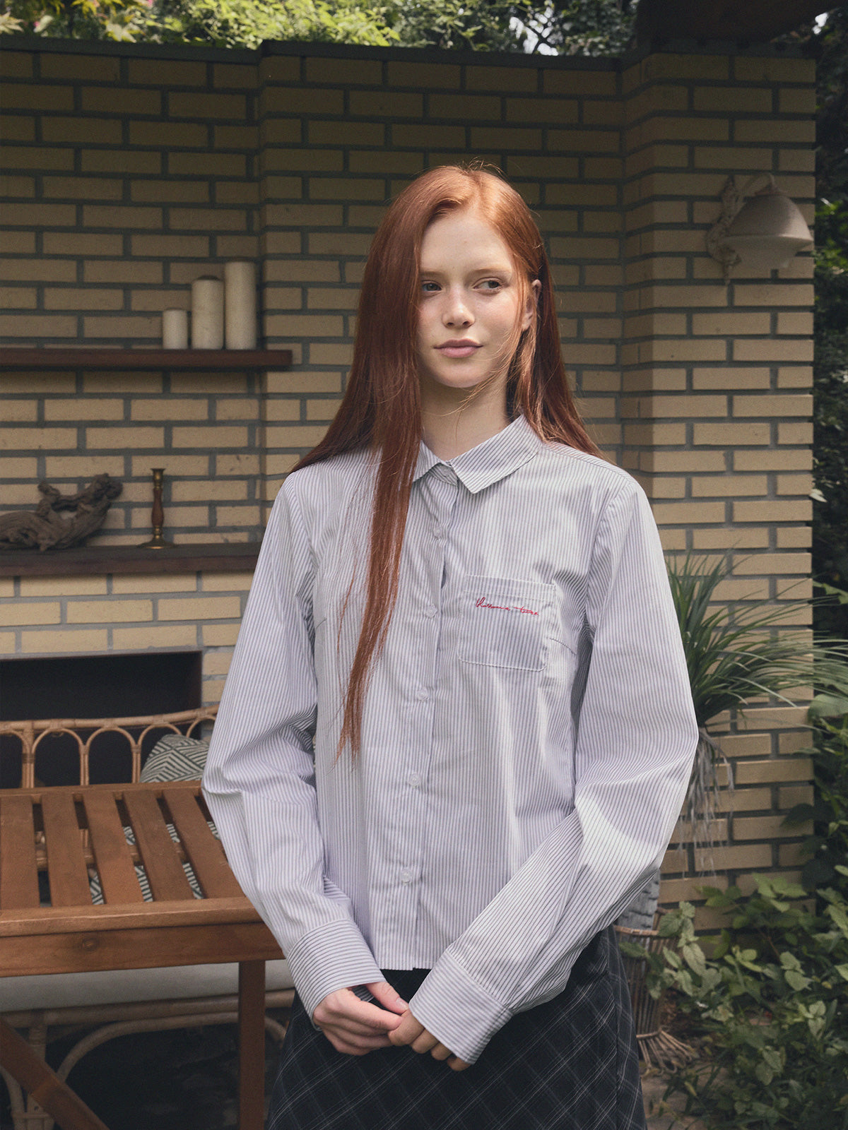 [TWEE] Lonté Stripe Embroidered Pocket Shirt
