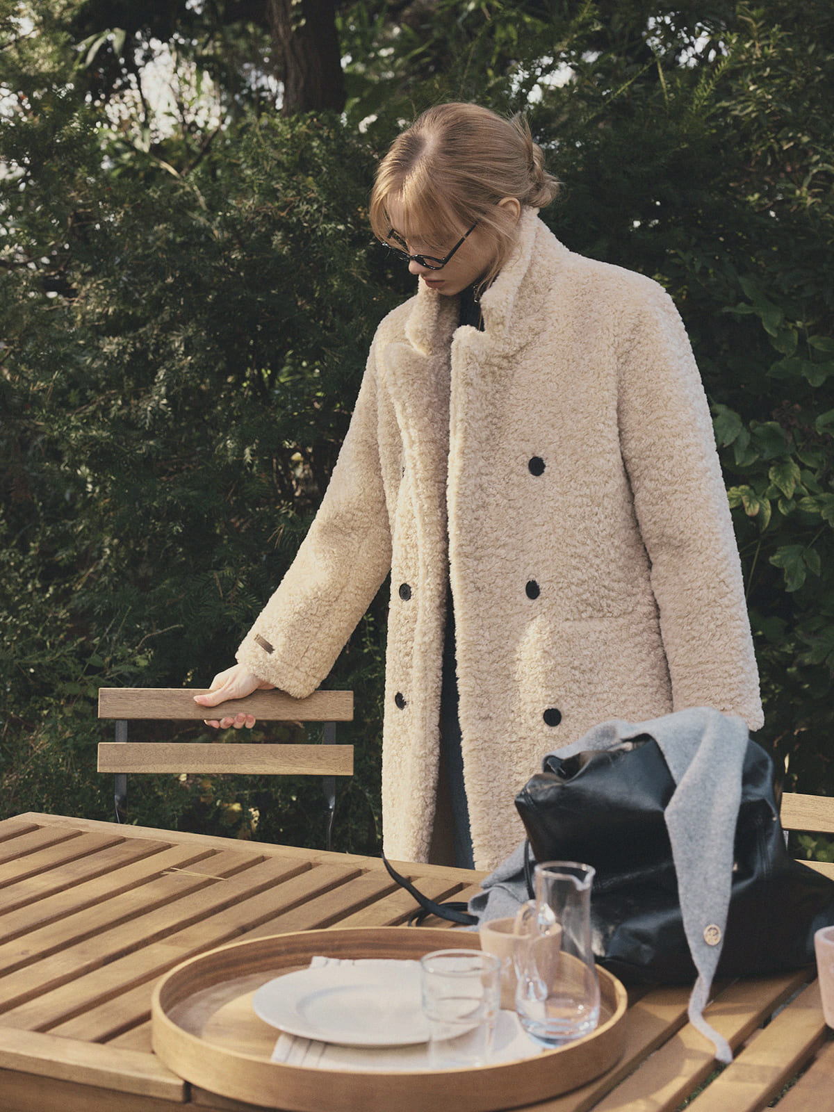 [TWEE] Vaan Collar Teddy Fur Long Coat