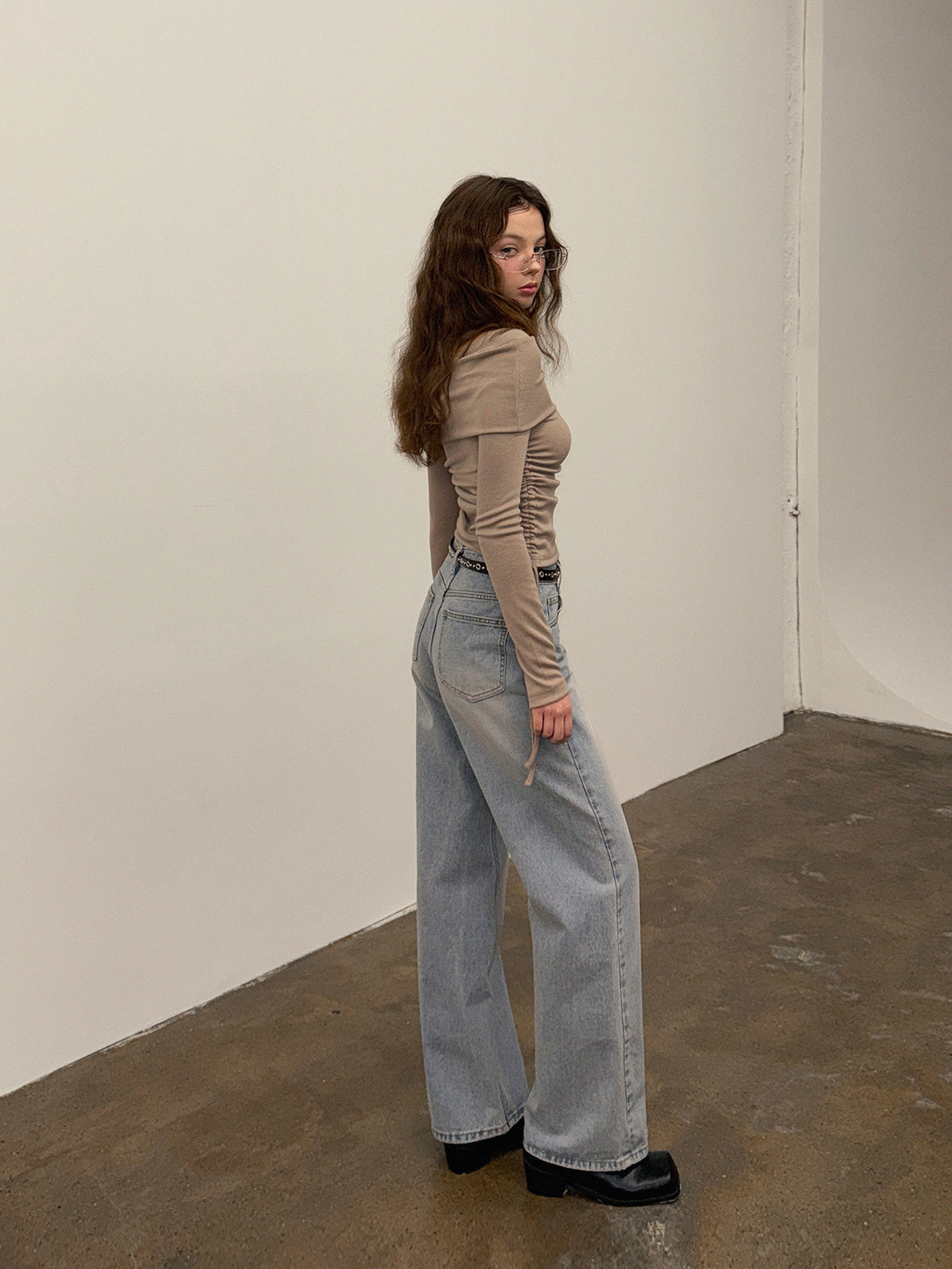 [TWEE] Dwin 2-Way Drape Strap Long Sleeve Tee