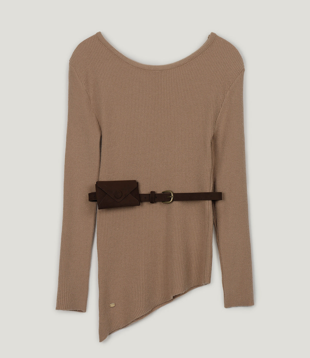 【TWEE】Weasley Asymmetrical Long Sleeve Knit (Belt Set)