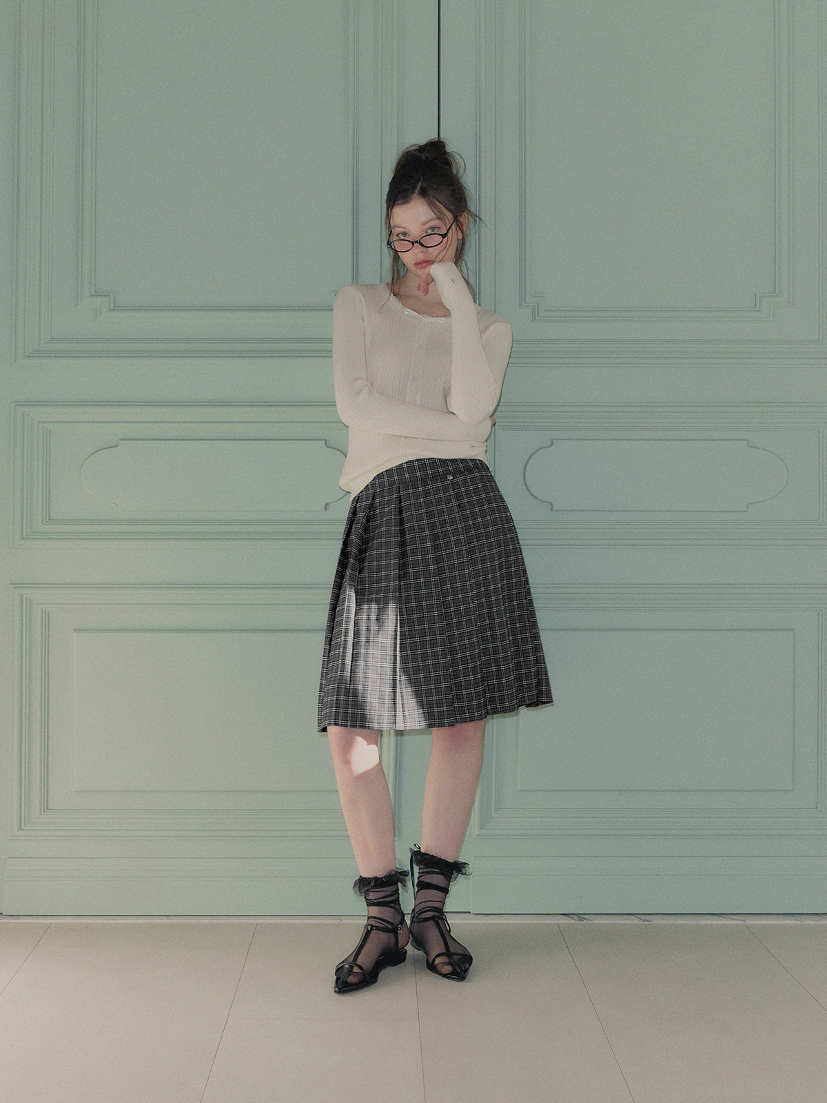 [TWEE] Dene 格纹百褶中长裙