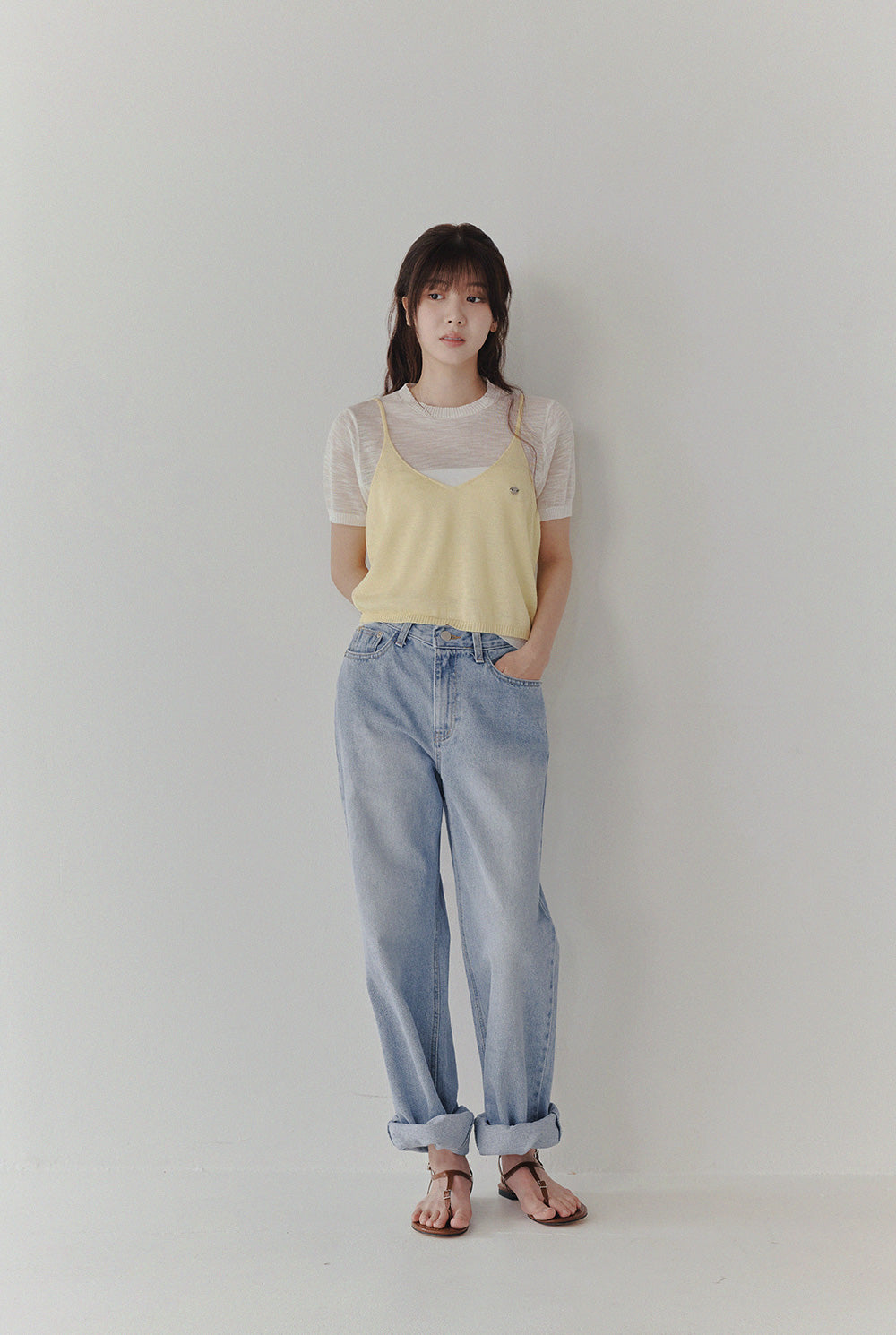 [TWEE] Ensemble sans manches en maille colorblock Nihe