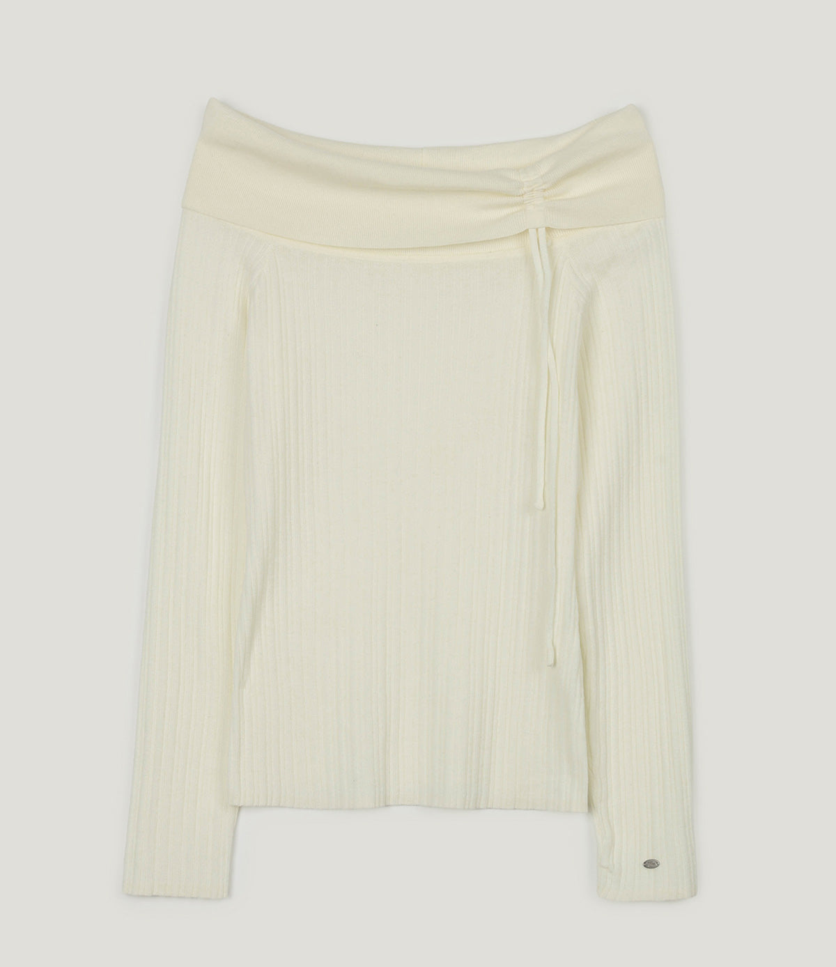 [TWEE] Nikon Strap Off-Shoulder Long-Sleeve Knit