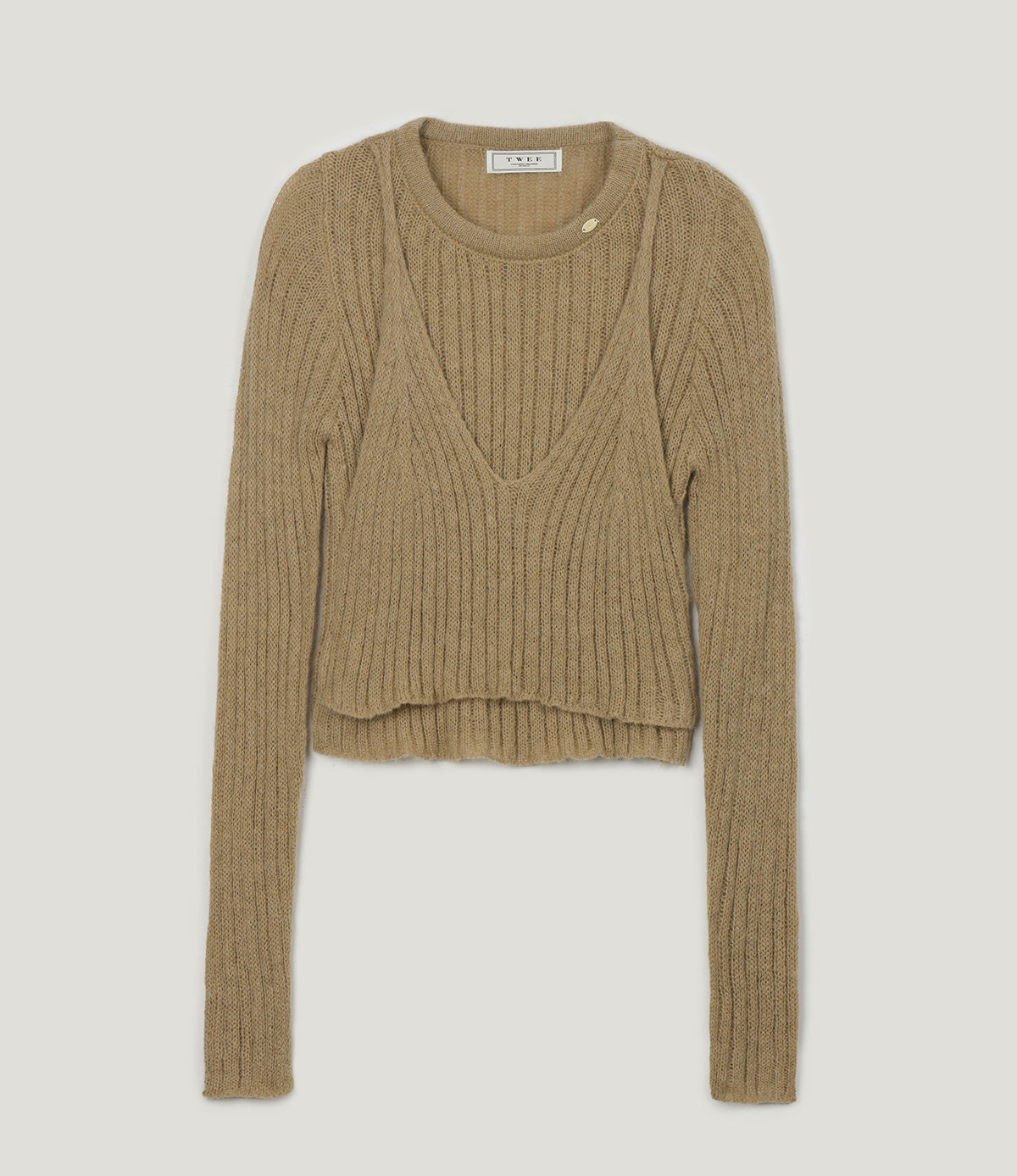 [TWEE] Conel Layered Crop Long-Sleeve Knit