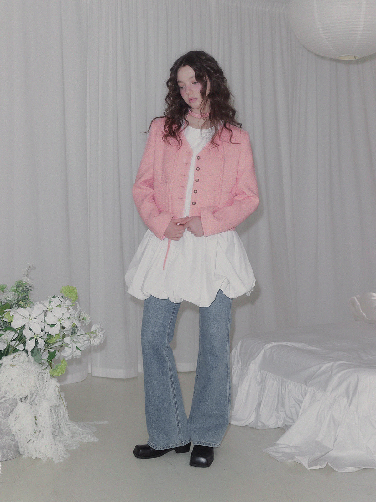 [TWEE] Benck Nylon Shirring Balloon Mini Dress